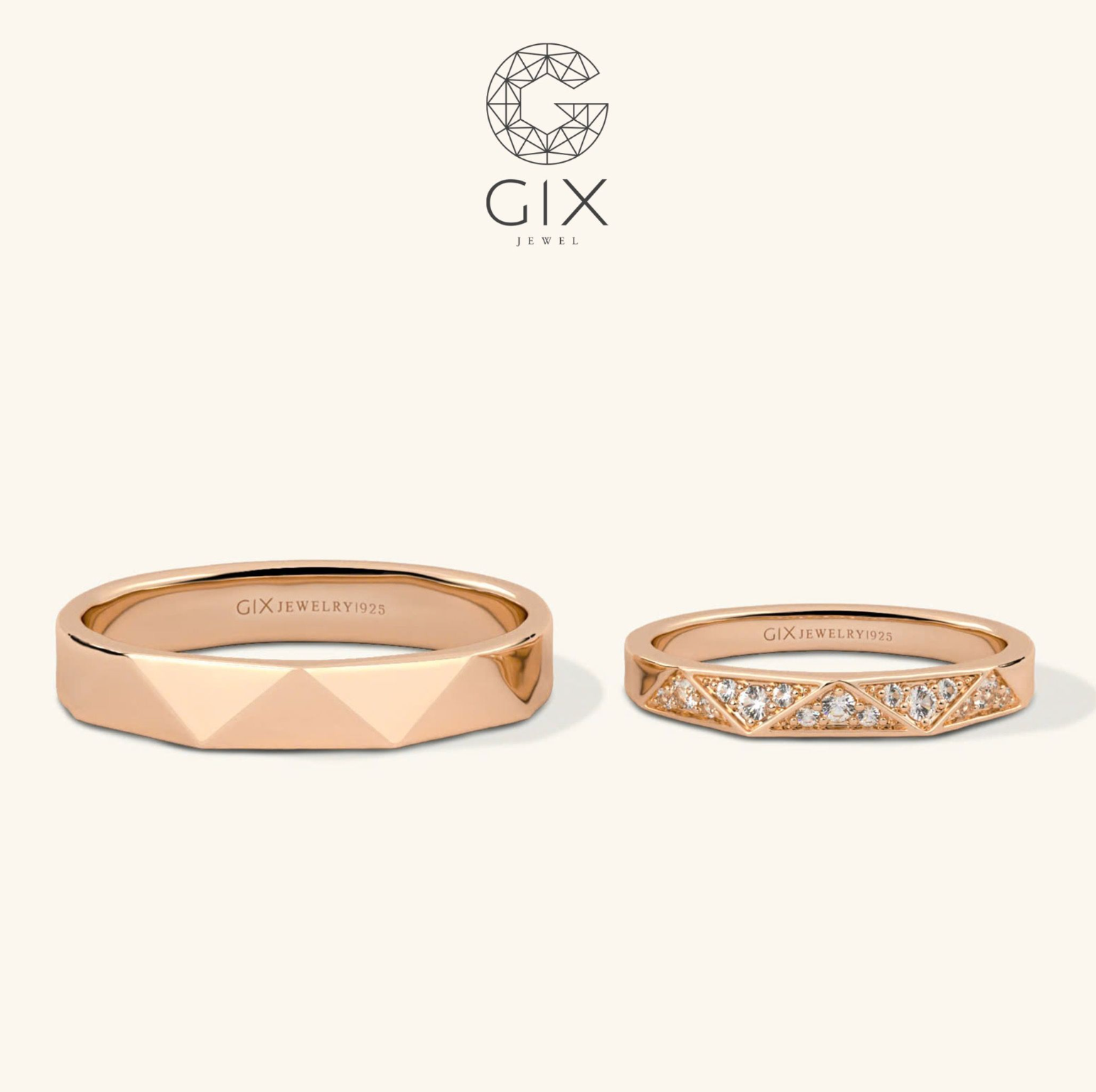 Nhẫn cưới vàng 10k đính full kim cương tấm sang trọng Gix Jewel - GCR25050103