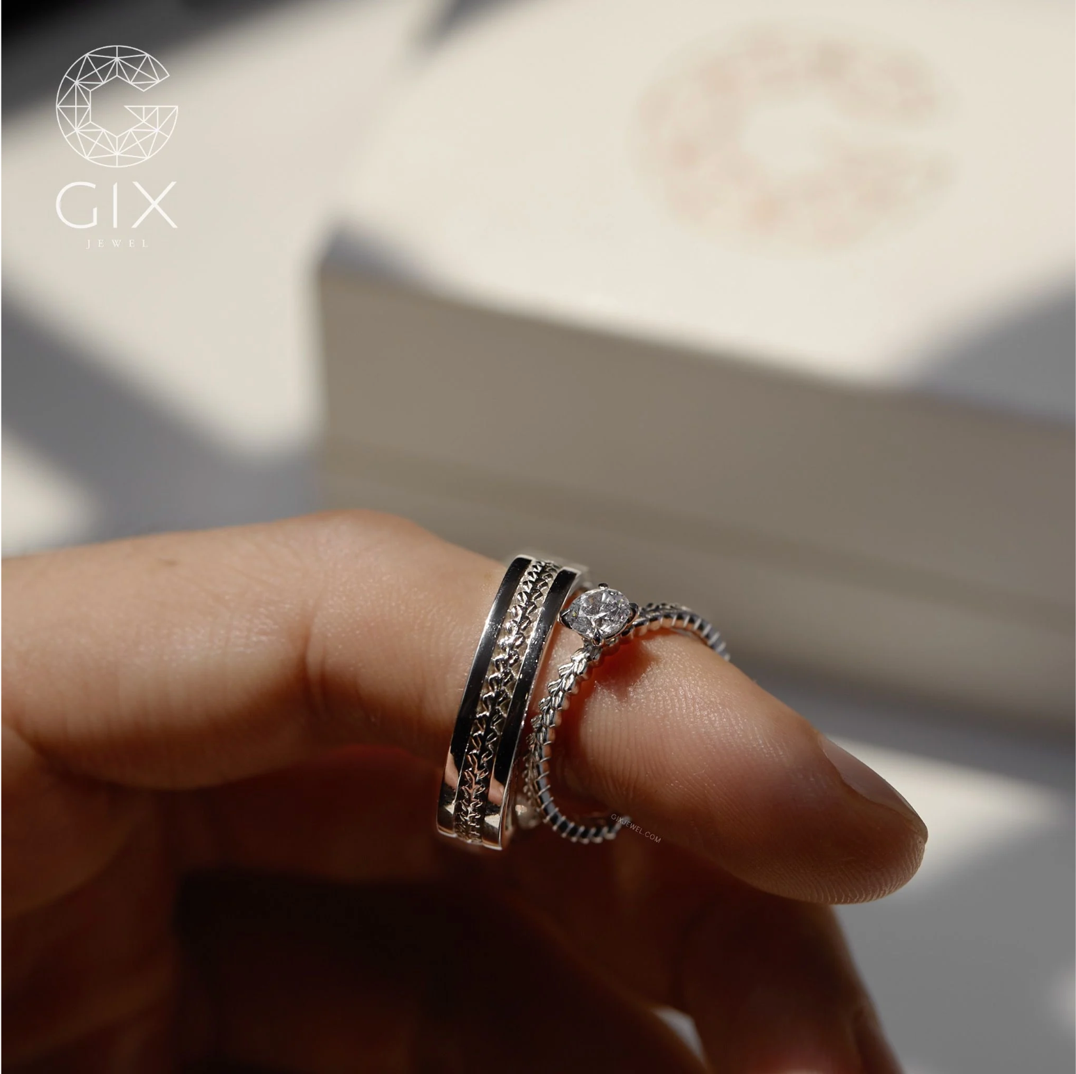 Nhẫn Cưới Vàng 10k Kim Cương Đẹp Gix Jewel - GCR25050131