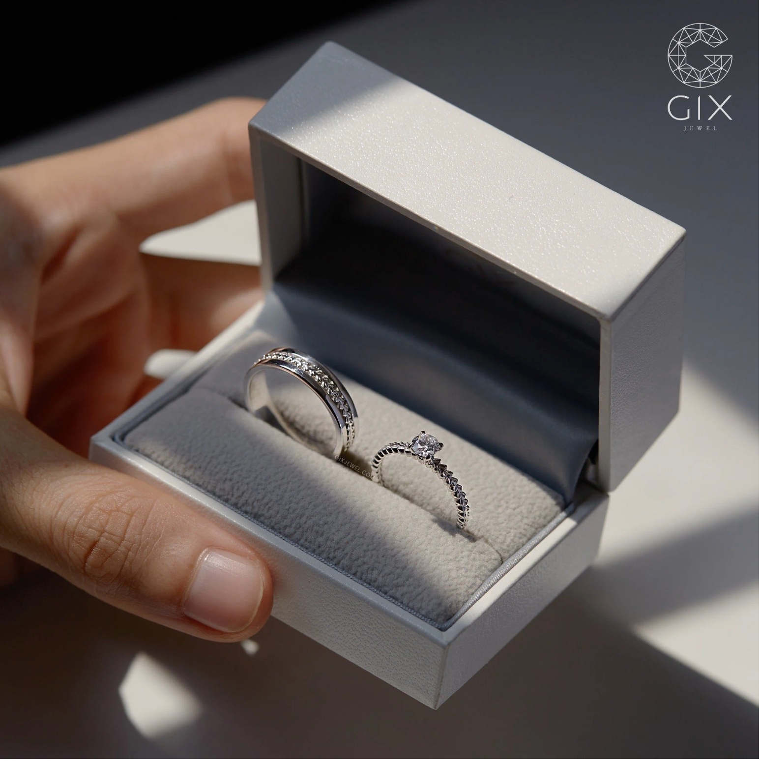Nhẫn Cưới Vàng 10k Kim Cương Đẹp Gix Jewel - GCR25050131