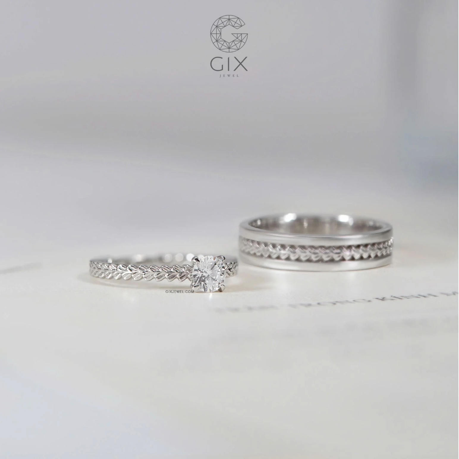 Nhẫn Cưới Vàng 14k Kim Cương Đẹp Gix Jewel - GCR25050131
