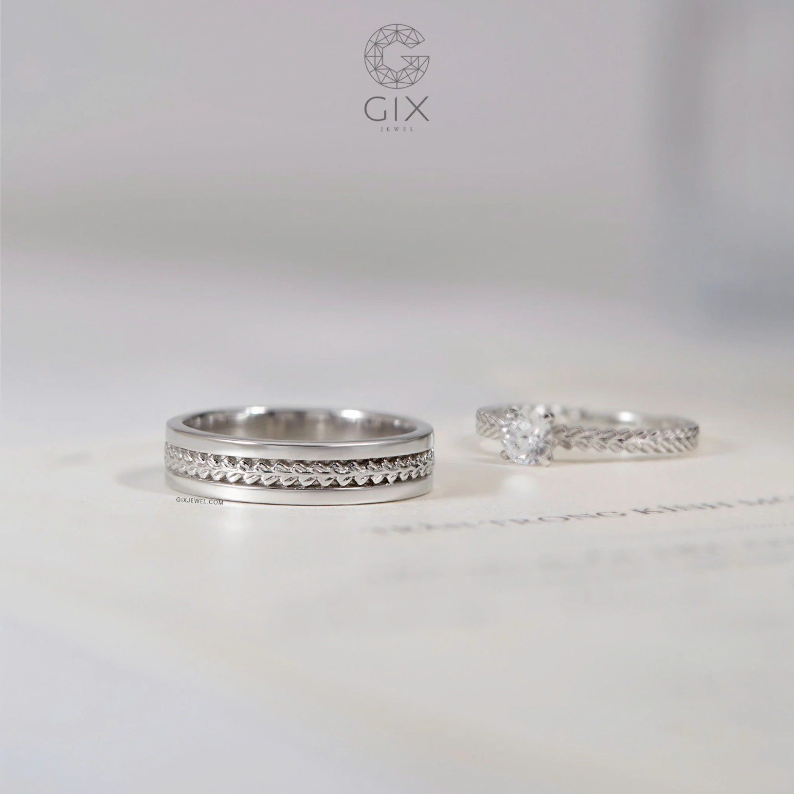 Nhẫn Cưới Vàng 14k Kim Cương Đẹp Gix Jewel - GCR25050131