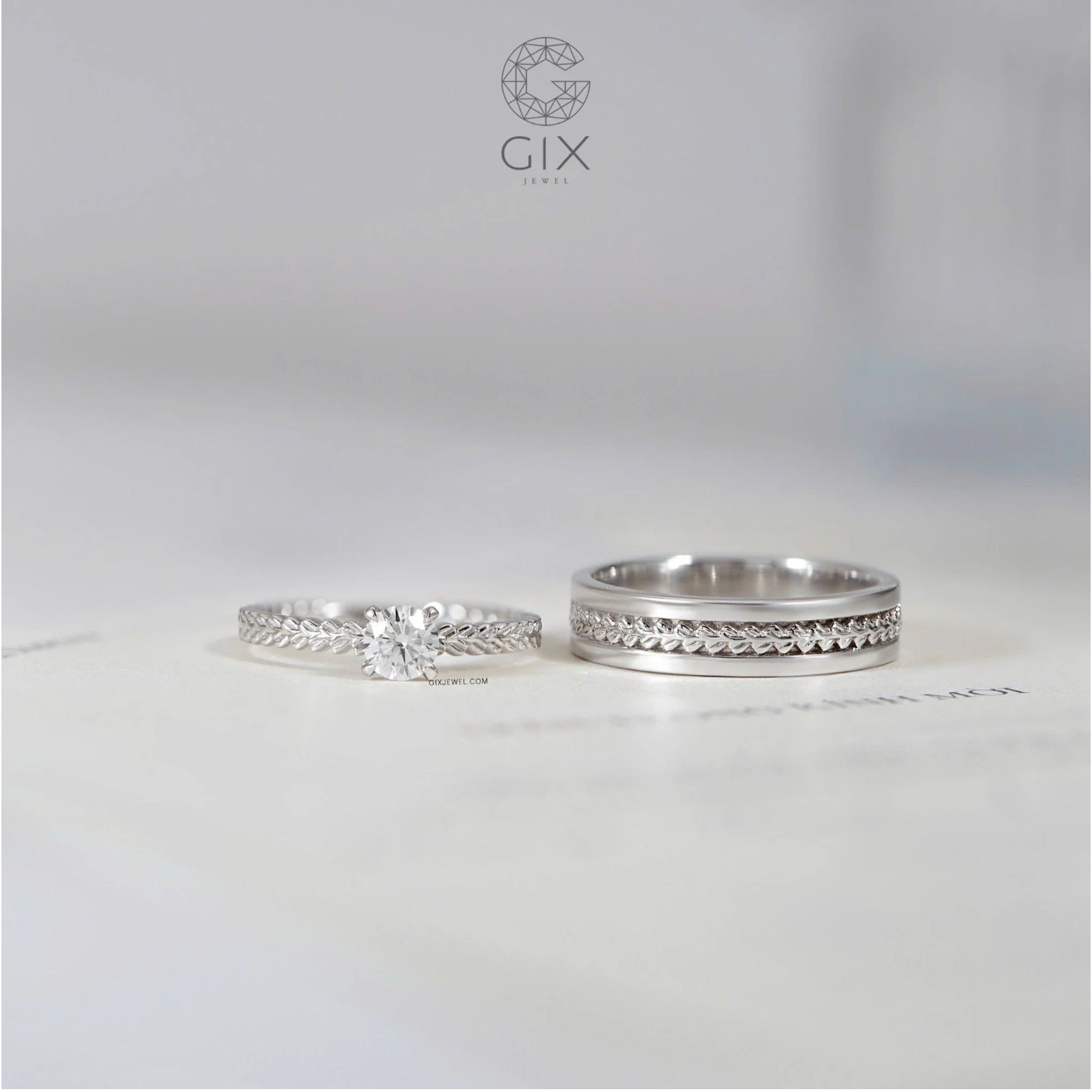 Nhẫn Cưới Vàng 14k Kim Cương Đẹp Gix Jewel - GCR25050131