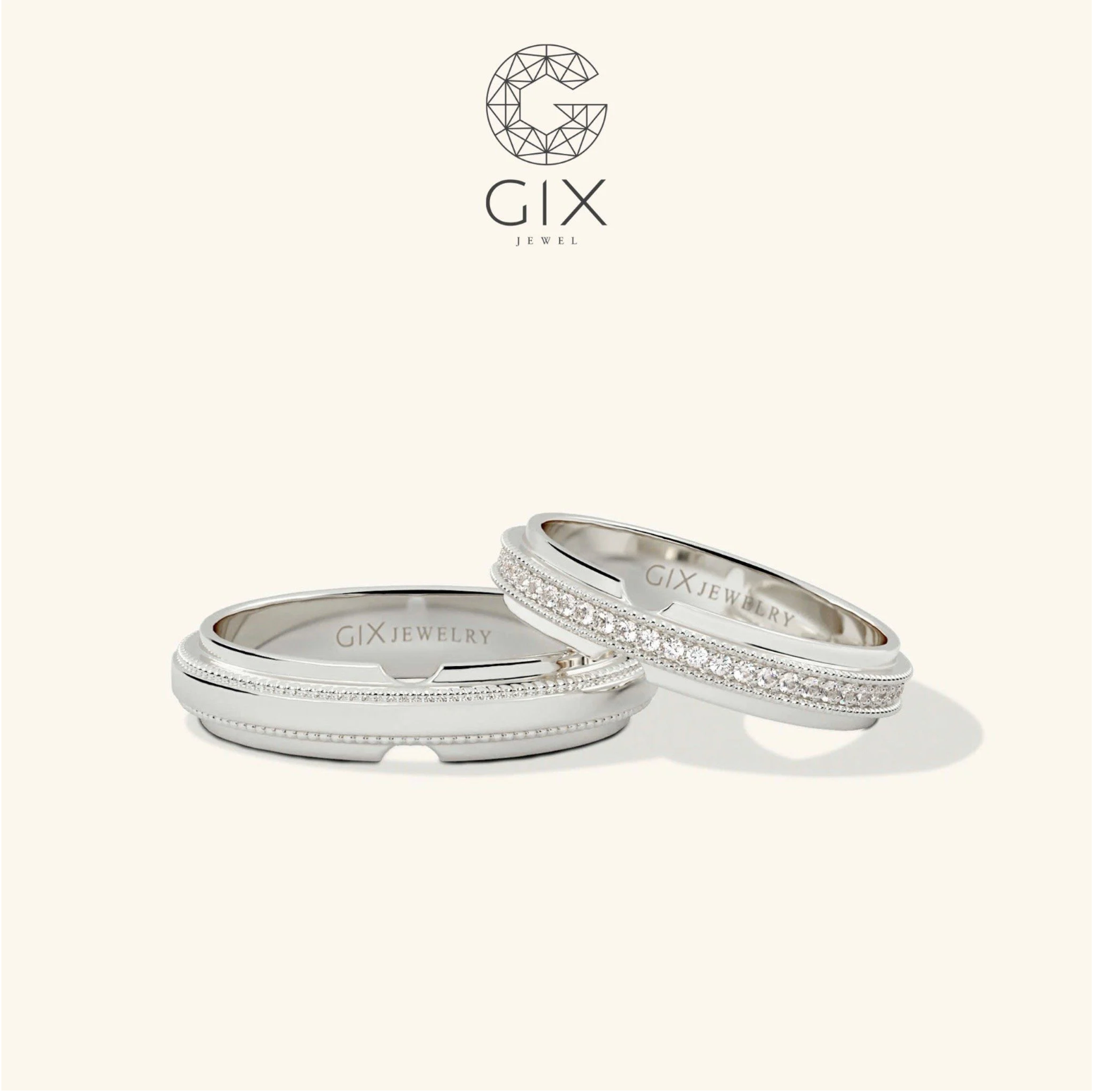 Nhẫn cưới vô cực vàng 10k đẹp thiết kế riêng Gix Jewel - GCR25050064