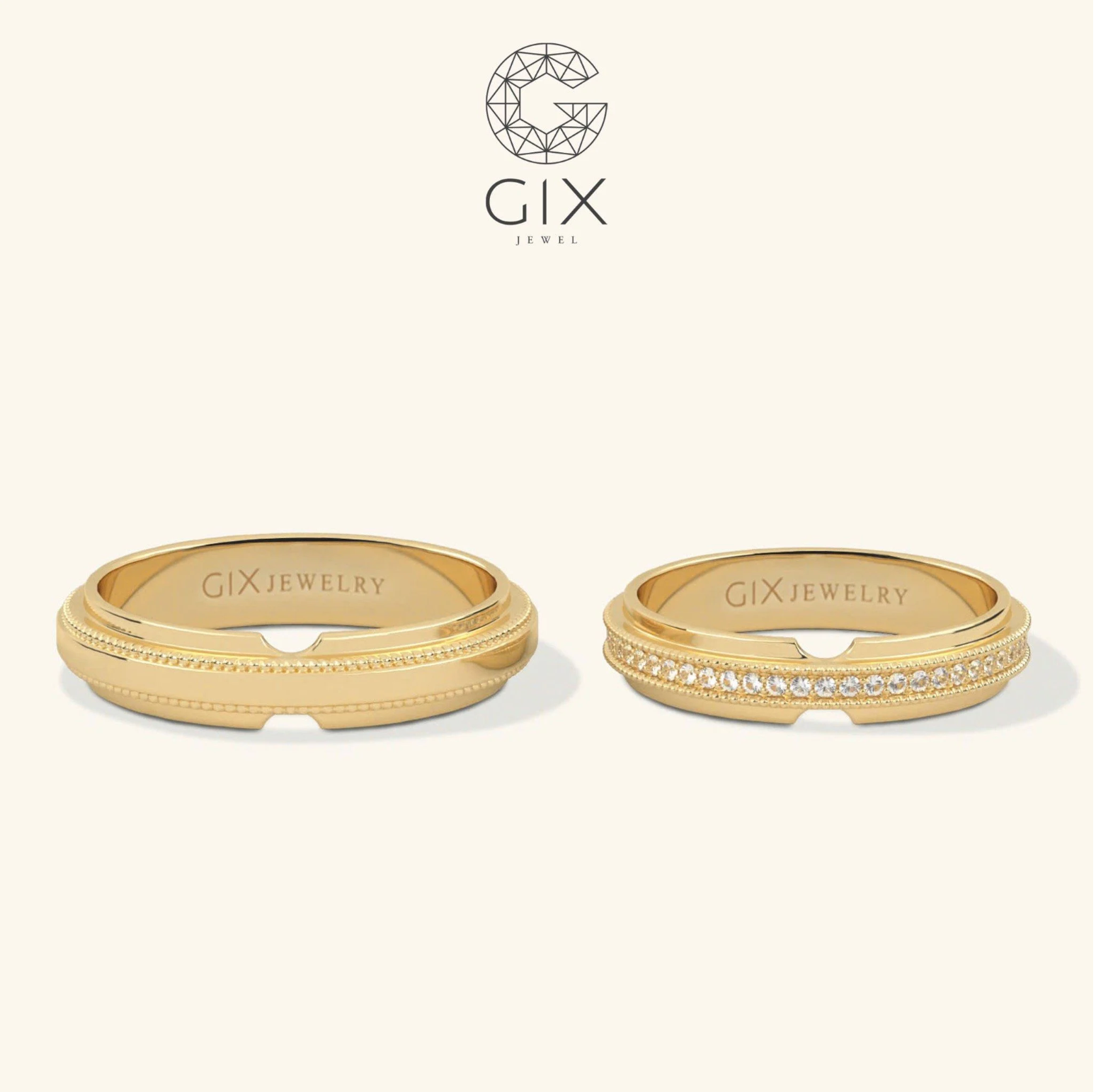 Nhẫn cưới vô cực vàng 10k đẹp thiết kế riêng Gix Jewel - GCR25050064