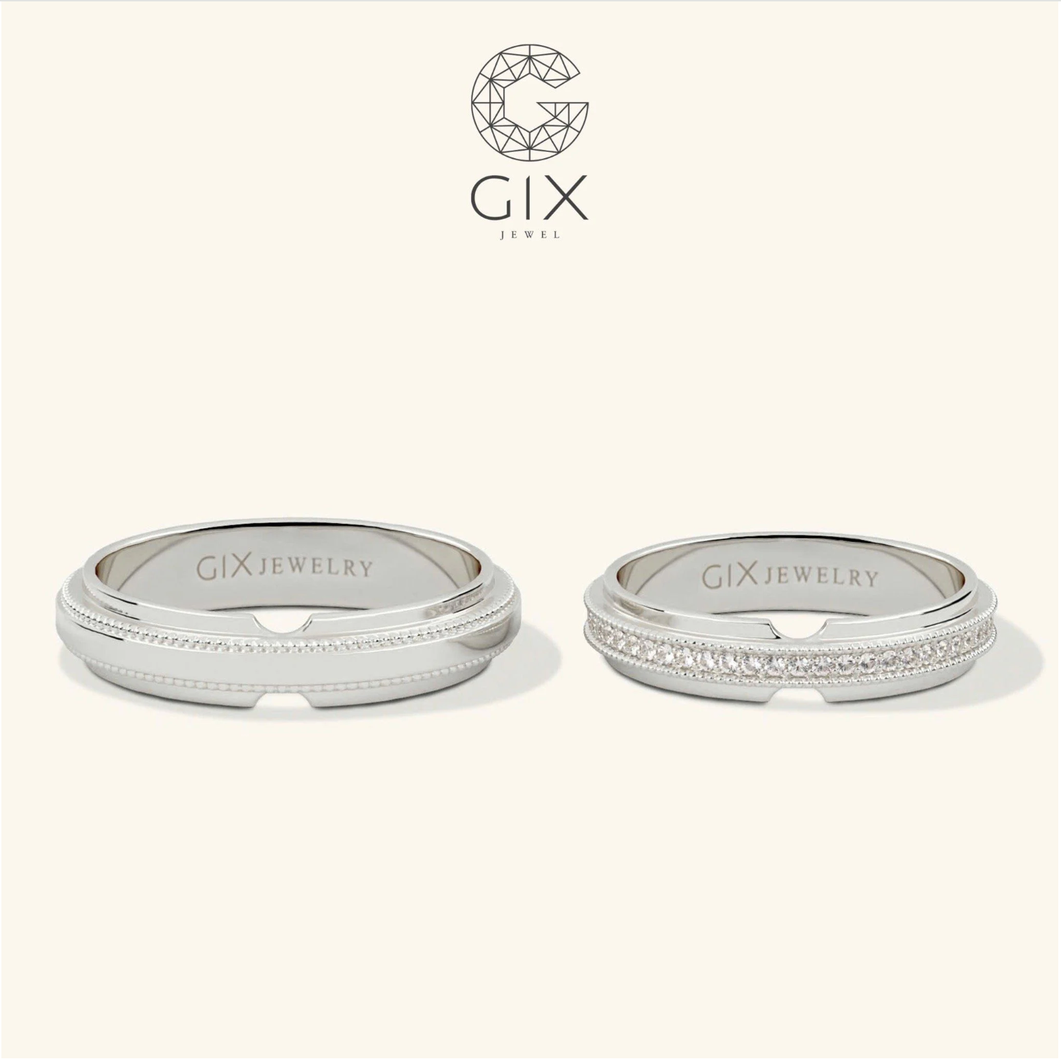 Nhẫn cưới vô cực vàng 10k đẹp thiết kế riêng Gix Jewel - GCR25050064