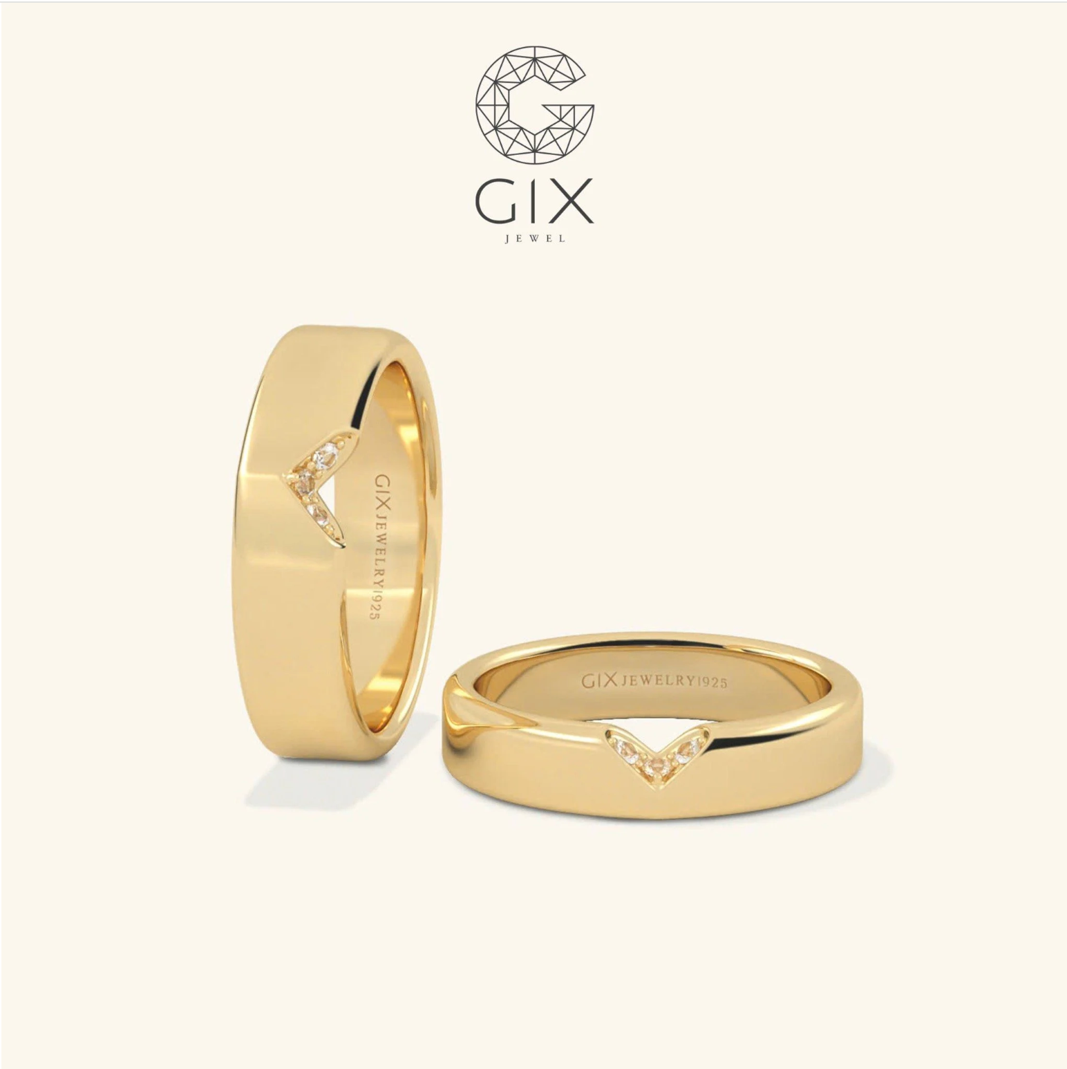 Nhẫn cặp trái tim bạc mạ vàng 18k đính đá cao cấp - GCR25050087