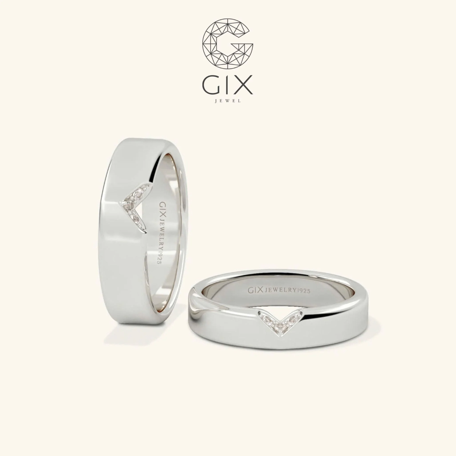 Nhẫn cưới trái tim vàng 10k đính đá cao cấp Gix Jewel - GCR25050087