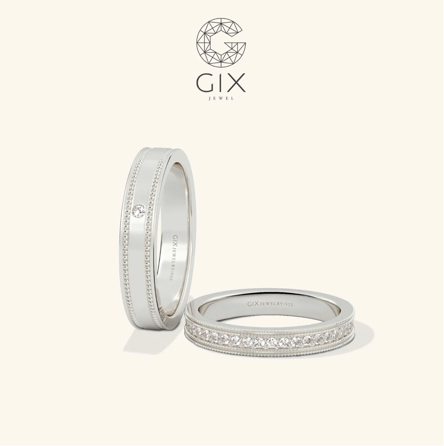Nhẫn cưới vàng 14k đơn giản đẹp khắc chữ theo yêu cầu Gix - GCR25050097
