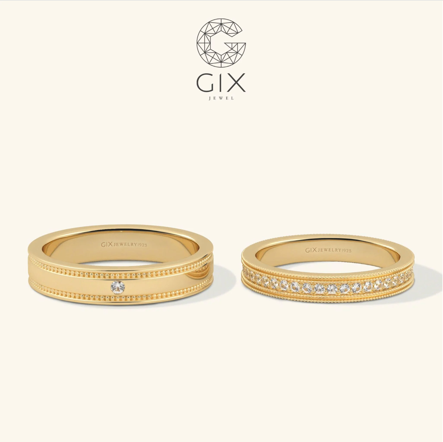 Nhẫn cưới vàng 14k đơn giản đẹp khắc chữ theo yêu cầu Gix - GCR25050097