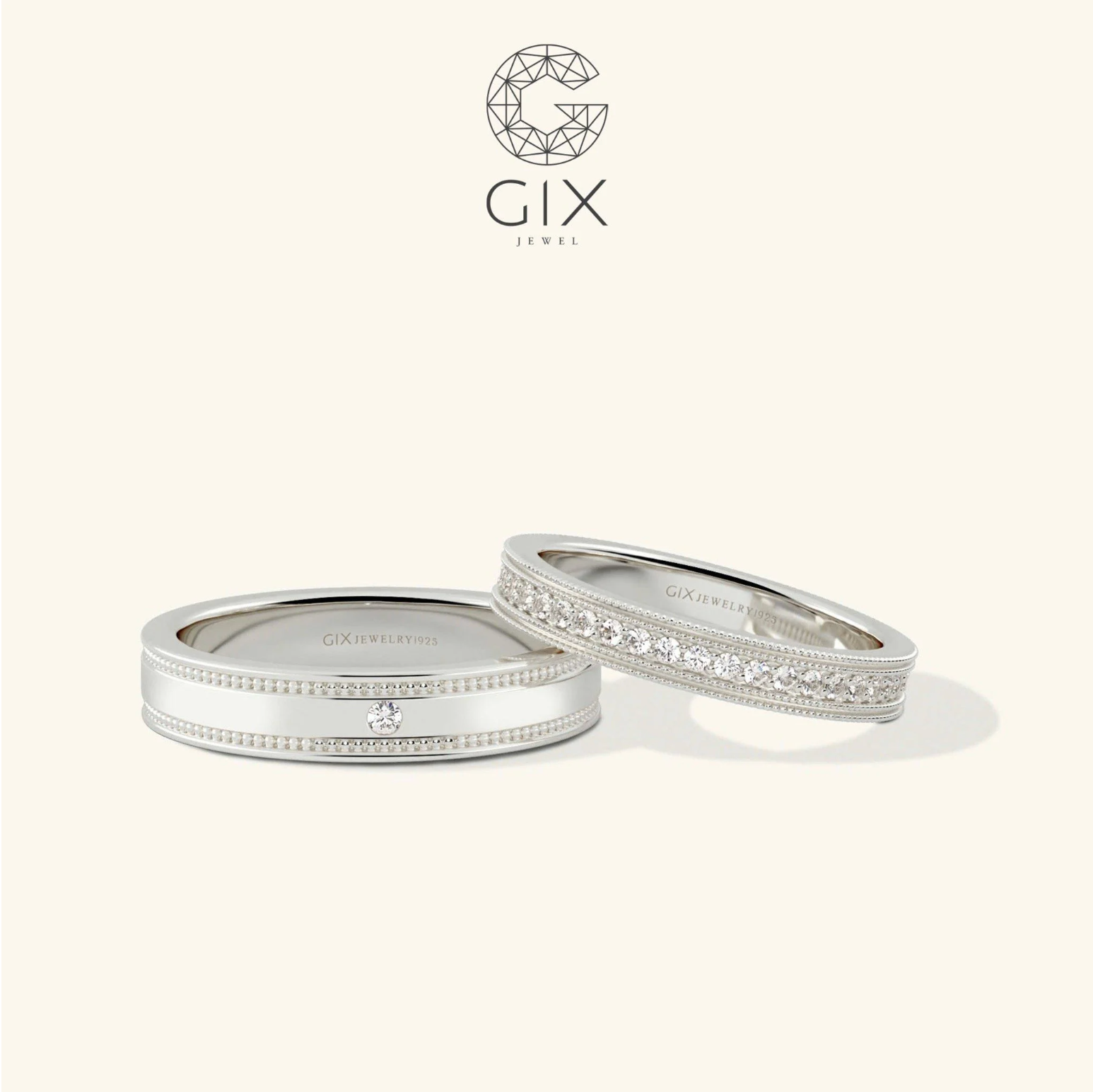 Nhẫn cưới vàng 14k đơn giản đẹp khắc chữ theo yêu cầu Gix - GCR25050097