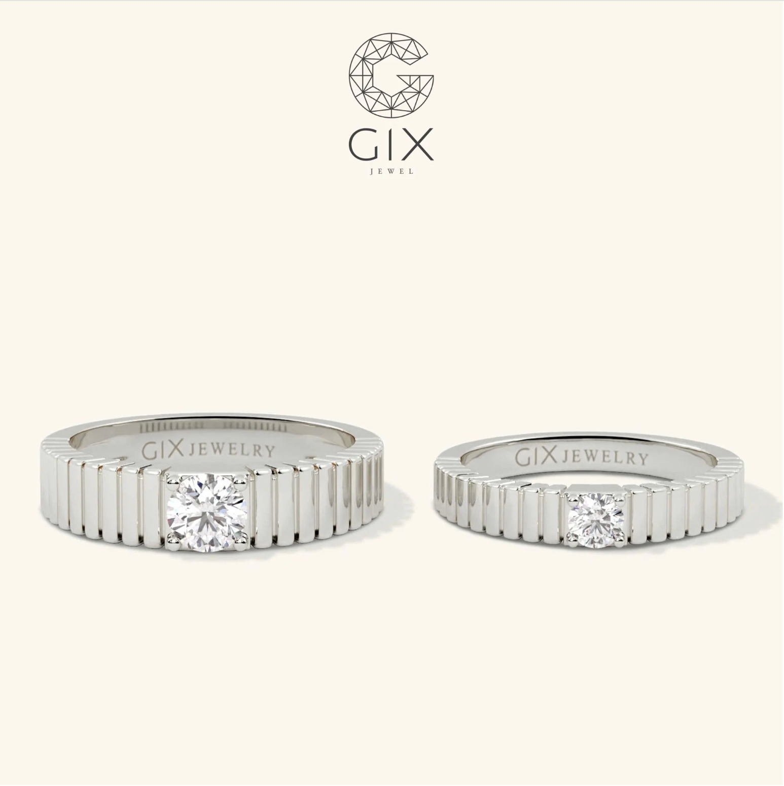 Nhẫn Cưới Vàng 10k Đính Moissanite Gix Jewel - GCR25050108