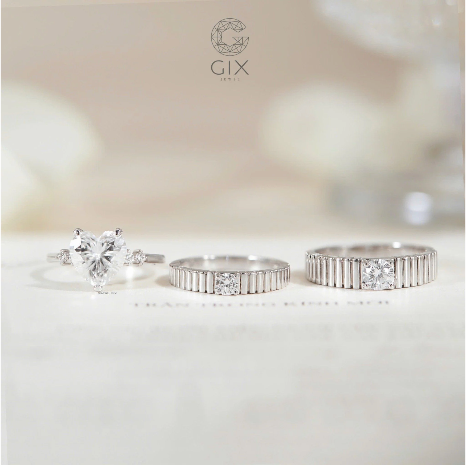 Nhẫn Cưới Vàng 14k Đính Moissanite Gix Jewel - GCR25050108
