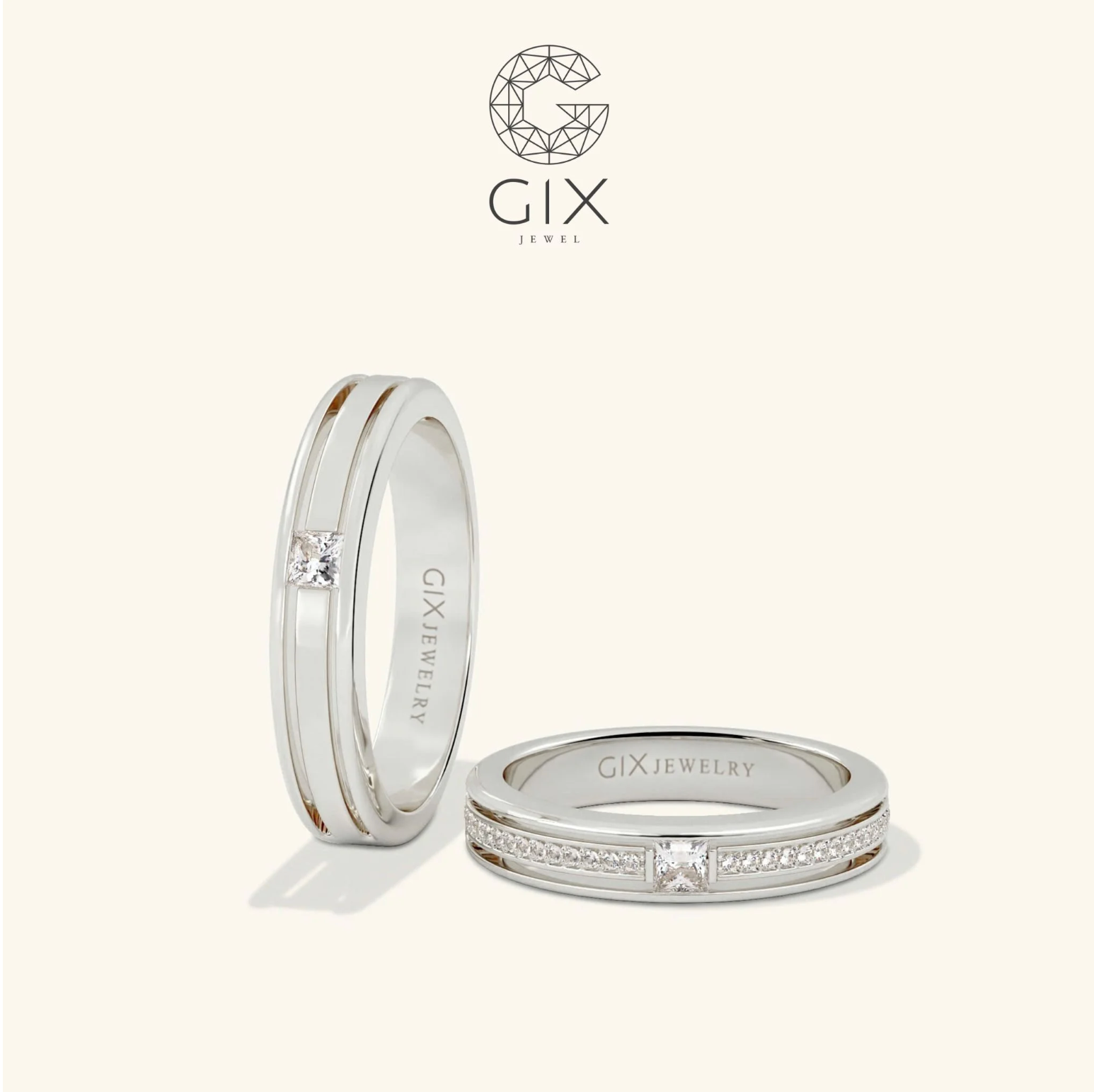 Nhẫn Cưới Đẹp Vàng 10K Gix Jewel Đính Kim Cương Cao Cấp -GCR25050029