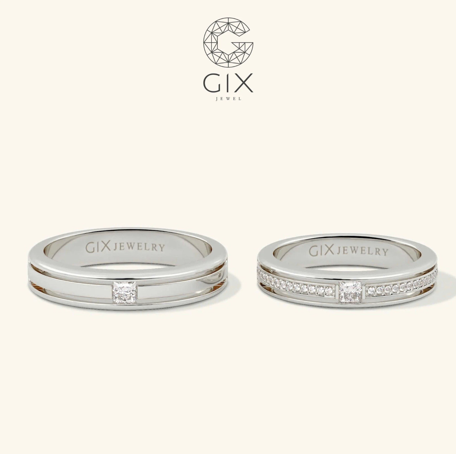 Nhẫn Cưới Đẹp Vàng 10K Gix Jewel Đính Kim Cương Cao Cấp -GCR25050029