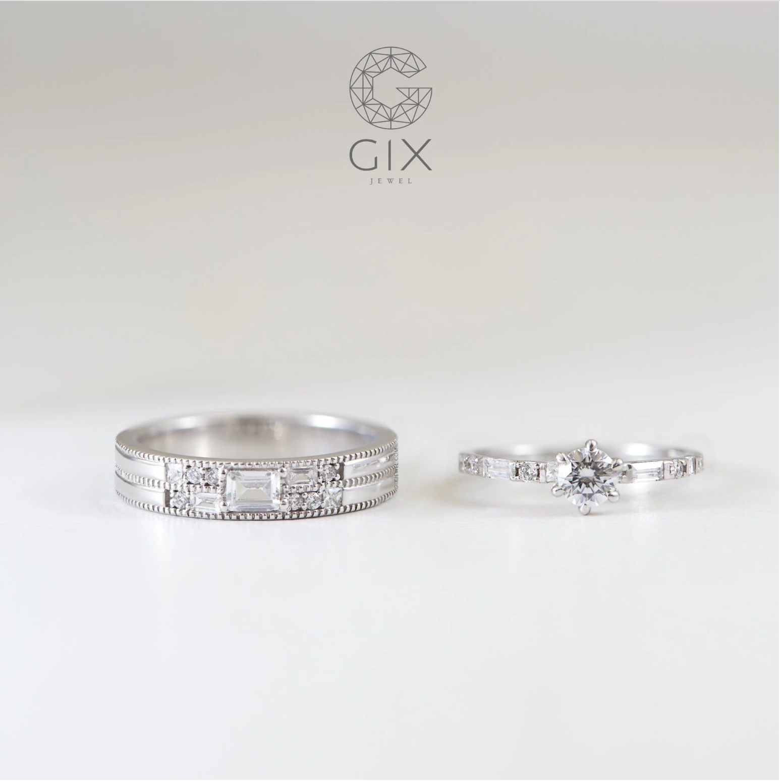 Nhẫn Cưới Vàng 14K Đính Kim Cương Cao Cấp Gix Jewel - GCR25050123
