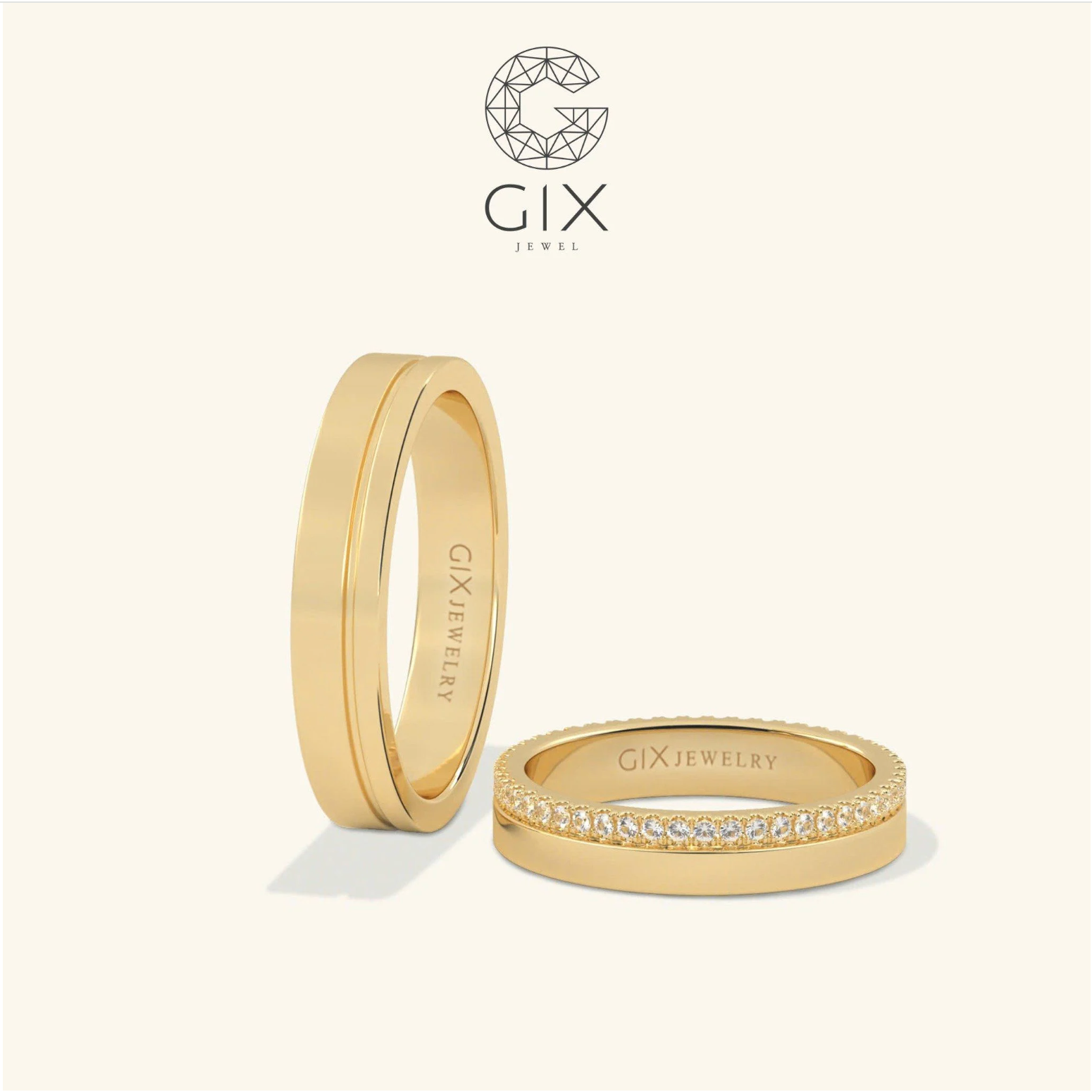 Nhẫn Cưới Vàng 10k Đơn Giản Đẹp Gix Jewelry - GCR25050030