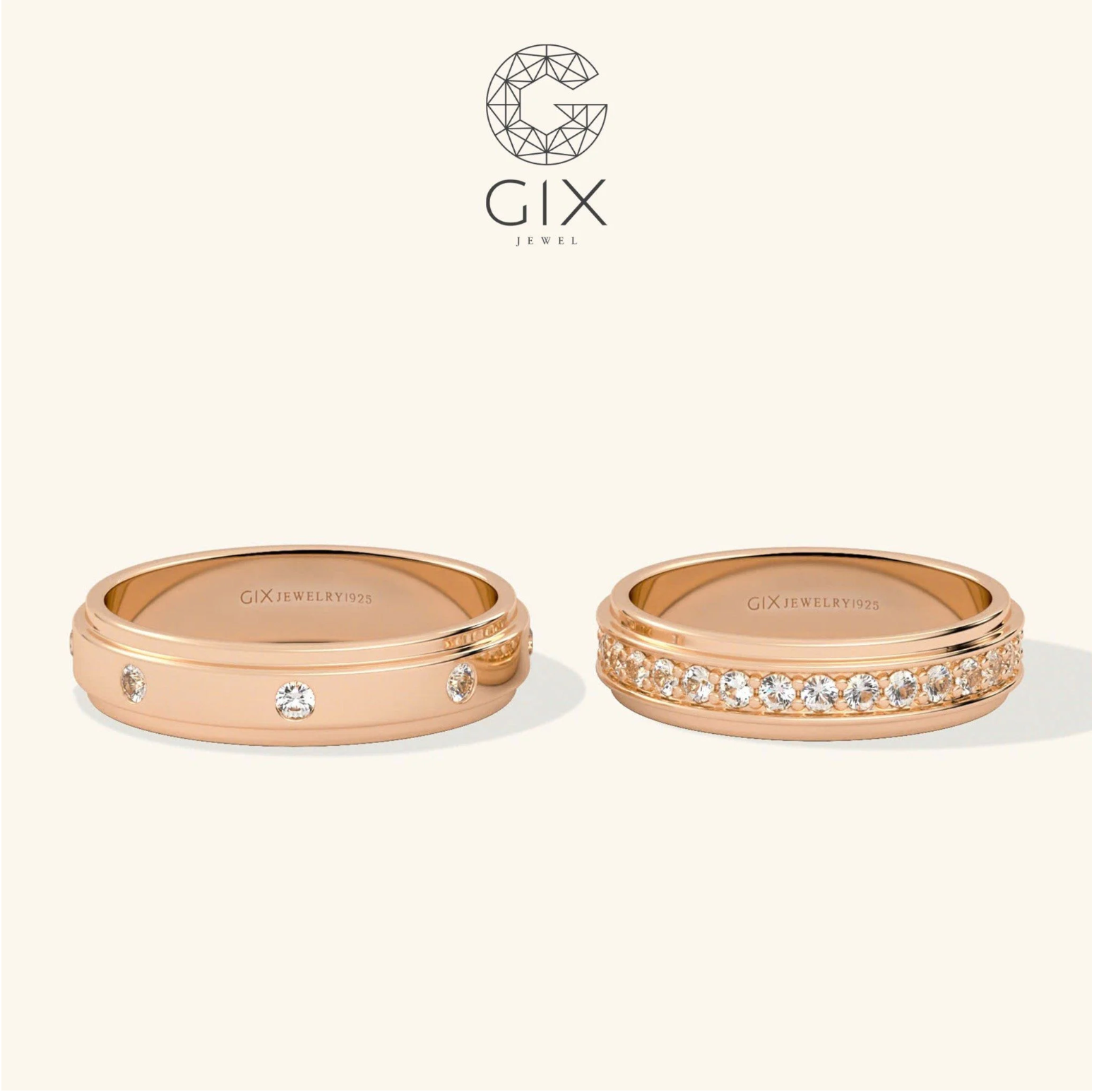 Nhẫn cưới vàng 10k thiết kế riêng khắc chữ theo yêu cầu Gix - GCR25050099