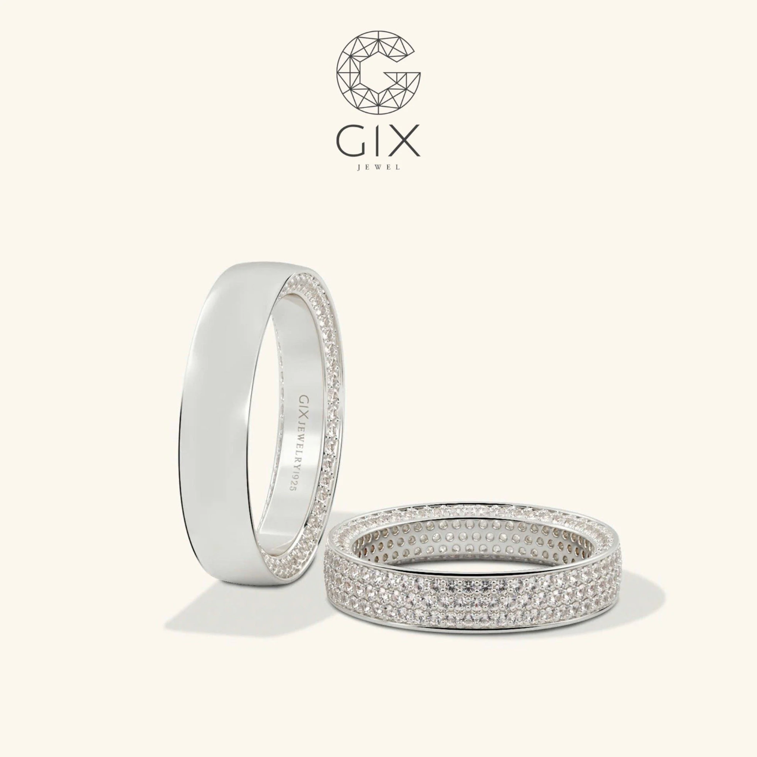 Nhẫn cưới vàng 14k đính kim cương cao cấp Gix Jewel - GCR25050102