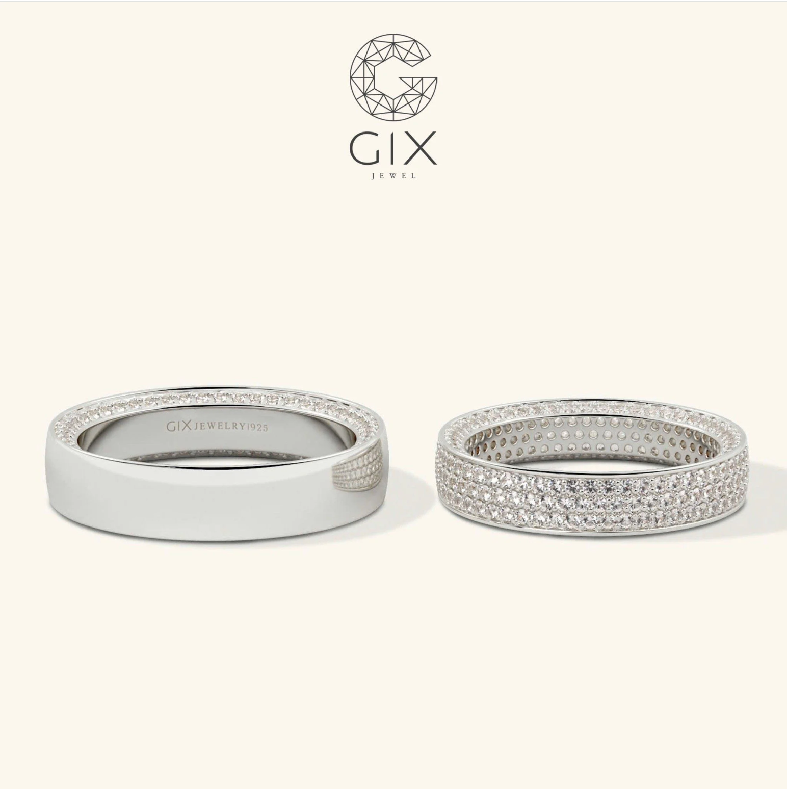 Nhẫn cưới vàng 14k đính kim cương cao cấp Gix Jewel - GCR25050102