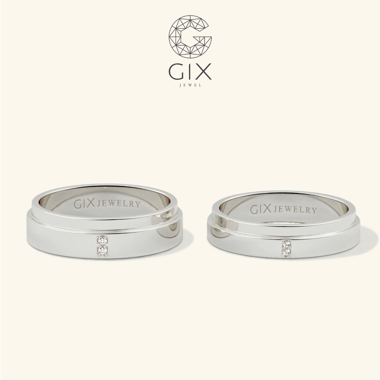 Nhẫn Cưới Colore Hai Màu Vàng 18k Khắc Tên Gix Jewel - GCR25050019