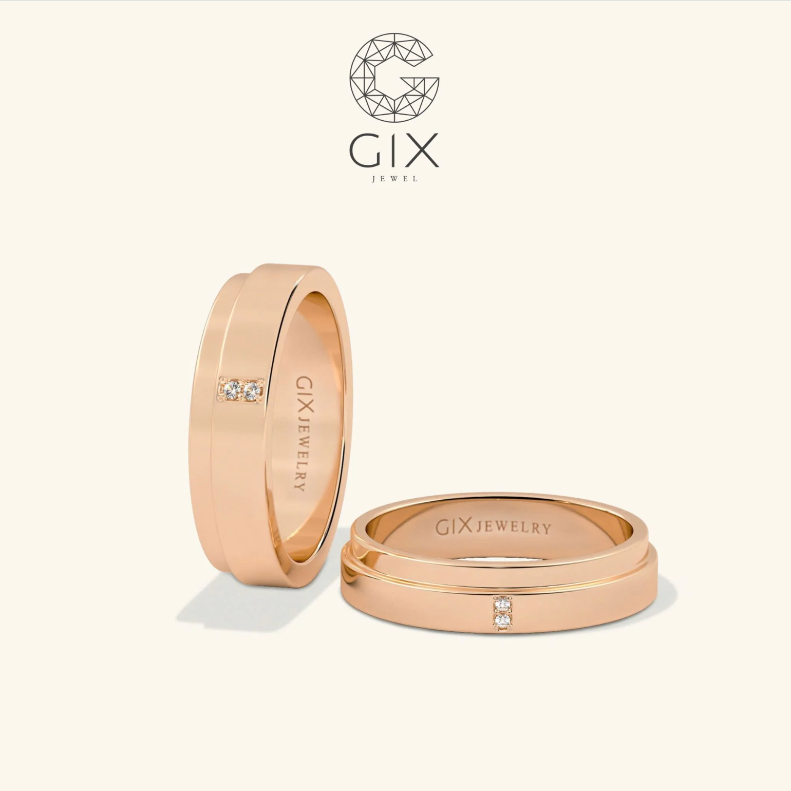 Nhẫn Cưới Colore Hai Màu Vàng 10K Khắc Tên Gix Jewel - GCR25050019