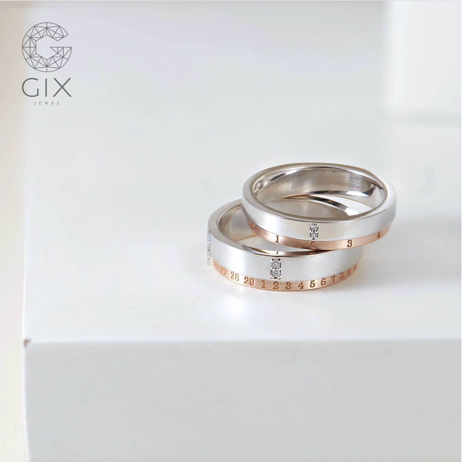 Nhẫn Cưới Colore Hai Màu Vàng 18k Khắc Tên Gix Jewel - GCR25050019