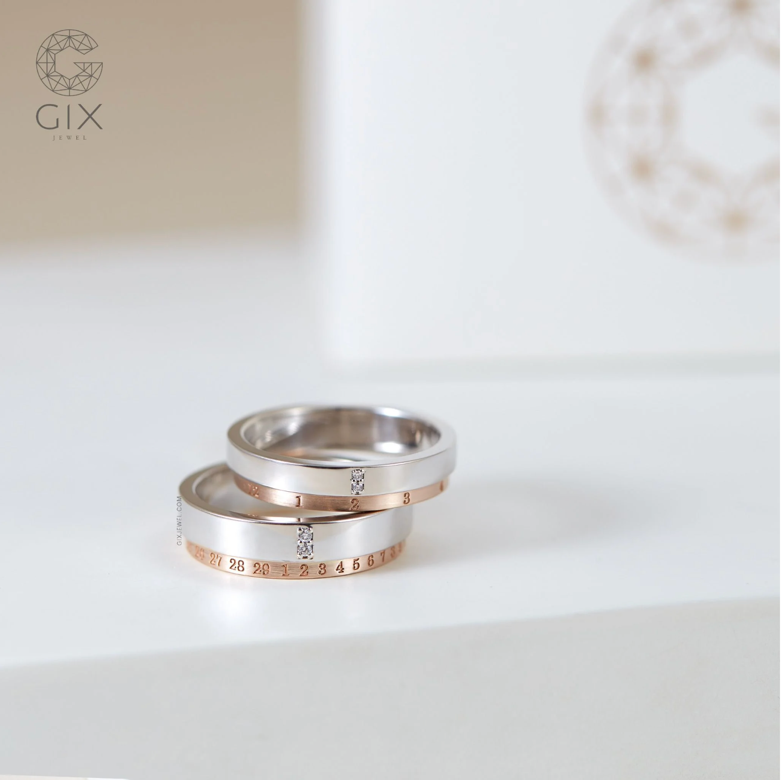 Nhẫn Cưới Colore Hai Màu Vàng 14K Khắc Tên Gix Jewel - GCR25050019