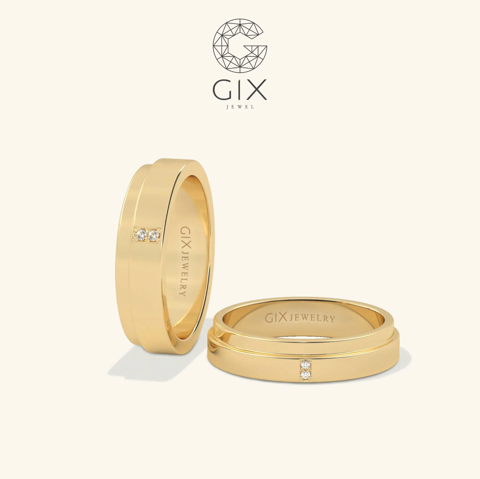 Nhẫn Cưới Colore Hai Màu Vàng 10K Khắc Tên Gix Jewel - GCR25050019