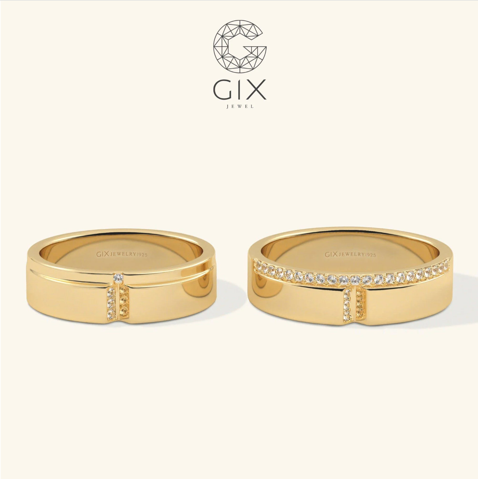 Nhẫn đôi đẹp bạc 925 đính đá sang trọng Gix Jewel - GCR25050100