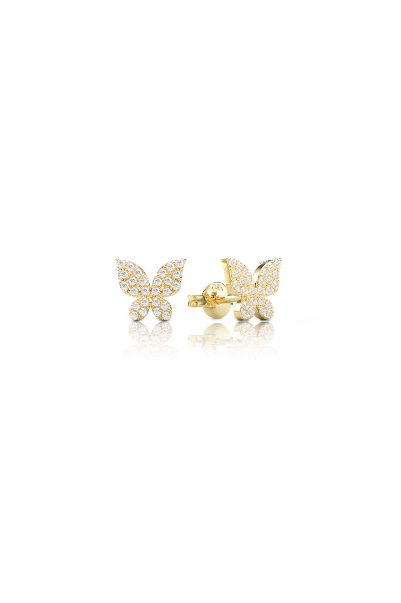 Bông tai cưới cho cô dâu vàng 18k thiết kế hình bướm đính hột xoàn đẹp sang chảnh Gix
