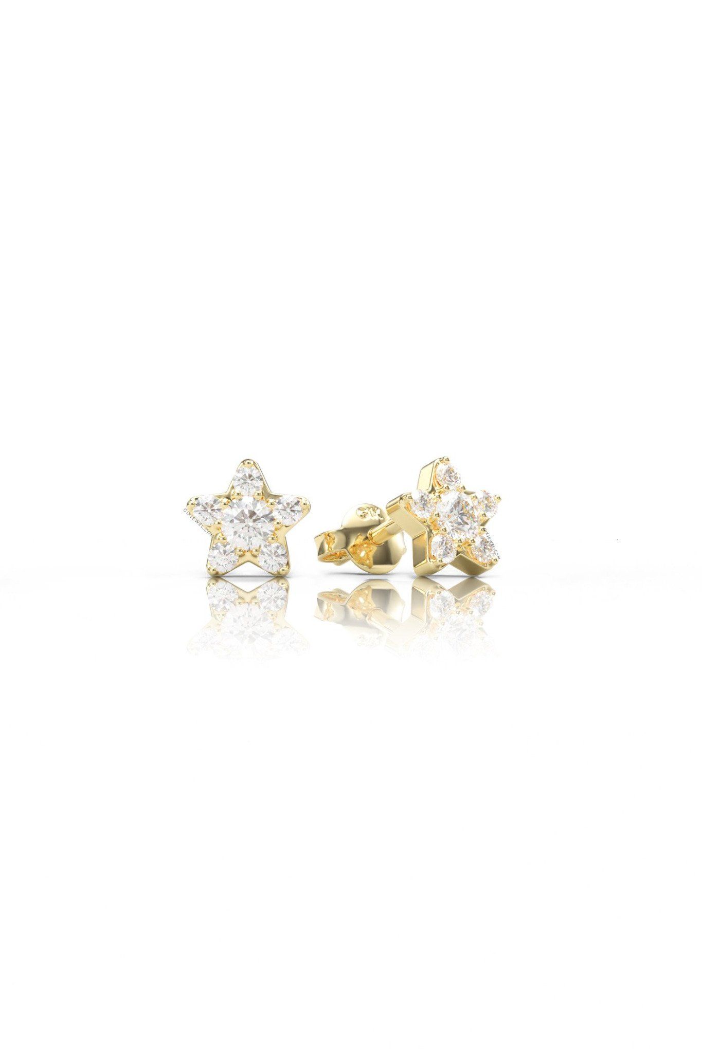 Bông tai bé sơ sinh bạc 925 vàng 18k hình ngôi sao đính đá lấp lánh Gix