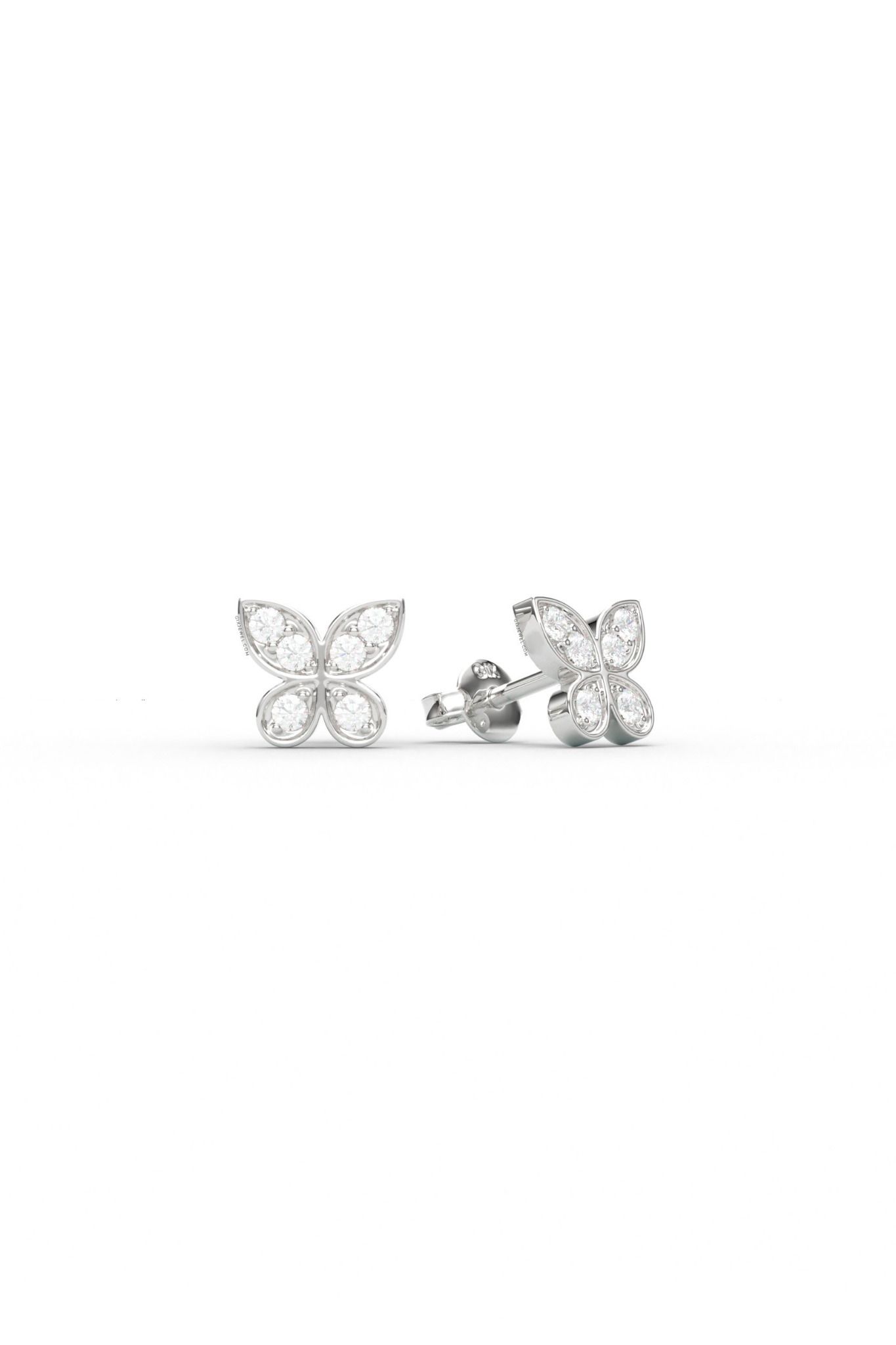 Hoa tai vàng trắng bạc ý 925 đẹp hình bướm đính kim cương tấm Gix Jewel