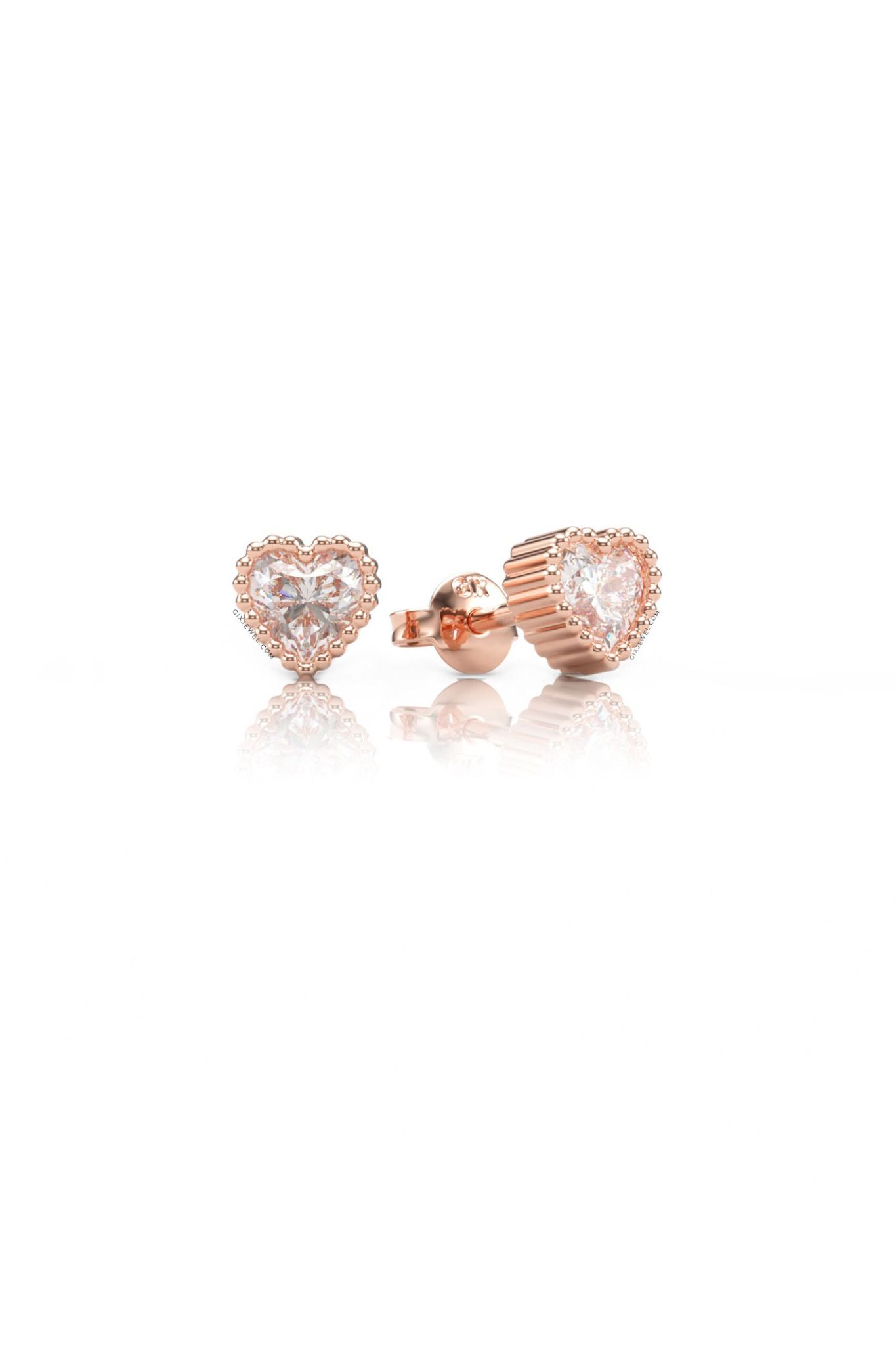 Bông tai bạc cao cấp Gix Jewel mạ vàng trắng đính đá Moissanite trái tim