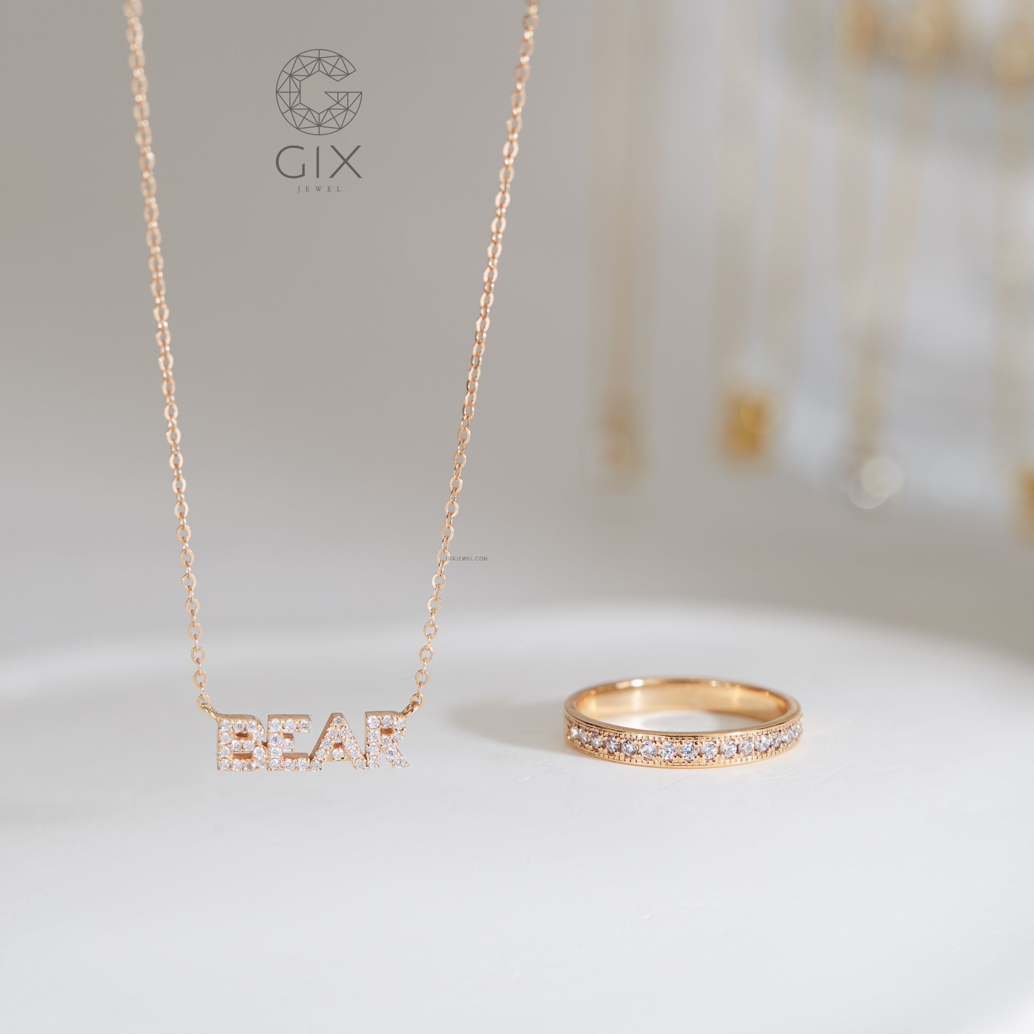 Dây chuyền tên chữ cái sợi chữ cong vàng 18k bạc đẹp cho đôi nam nữ GixJewelry