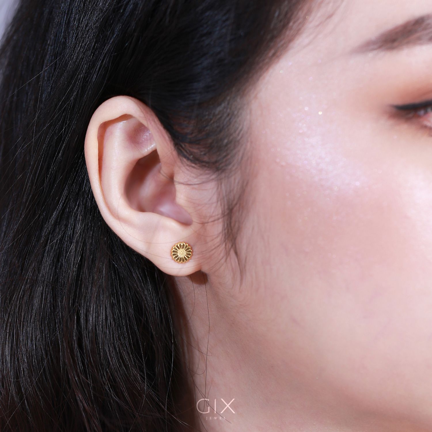 Hoa tai đẹp vàng 18k bạc cho nữ hình hoa cúc tana cao cấp Gix Jewelry