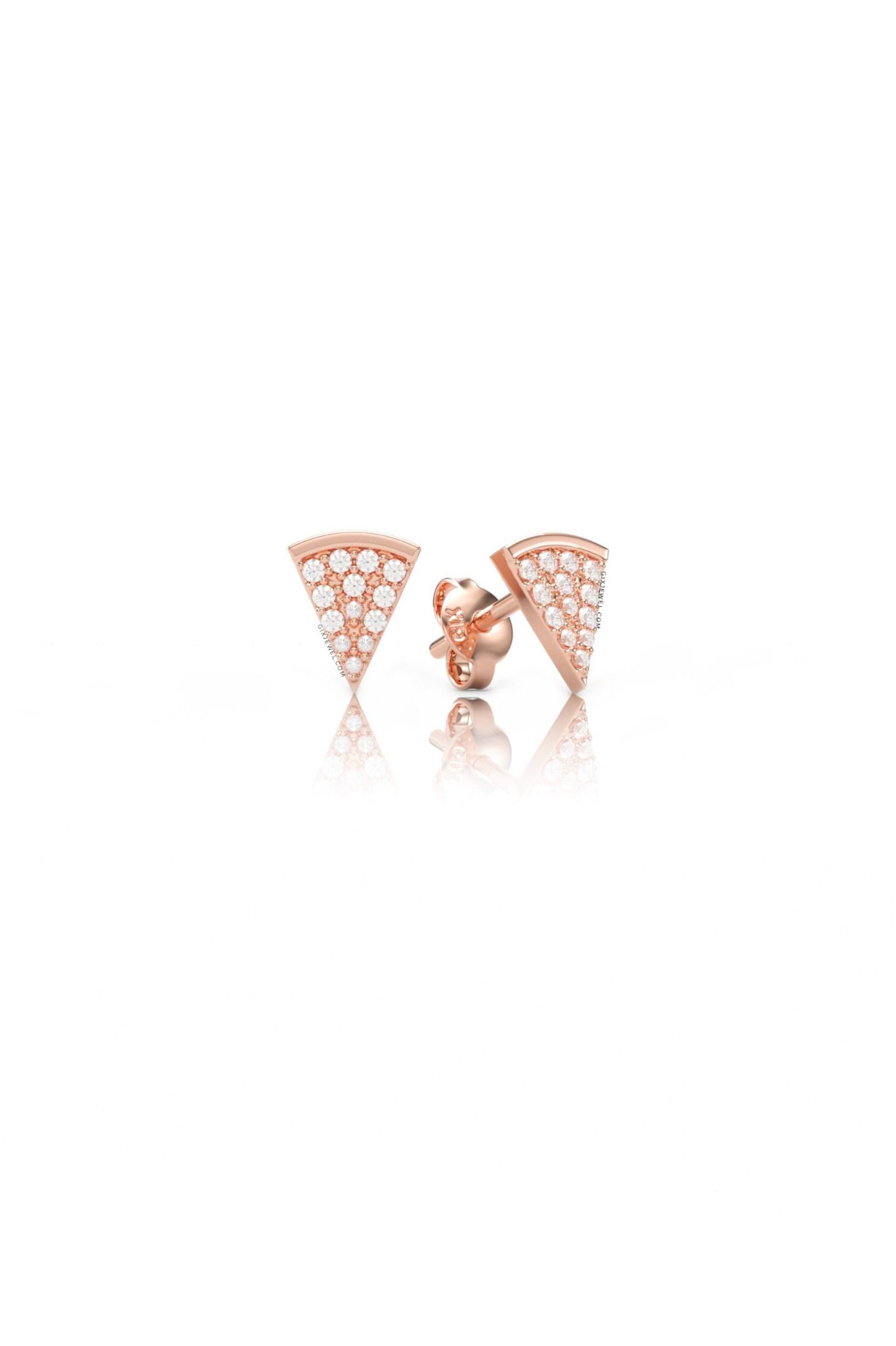 Bông tai vàng tây 18k bạc nữ cá tính hình bánh pizza đính đá lấp lánh Gixjewelry