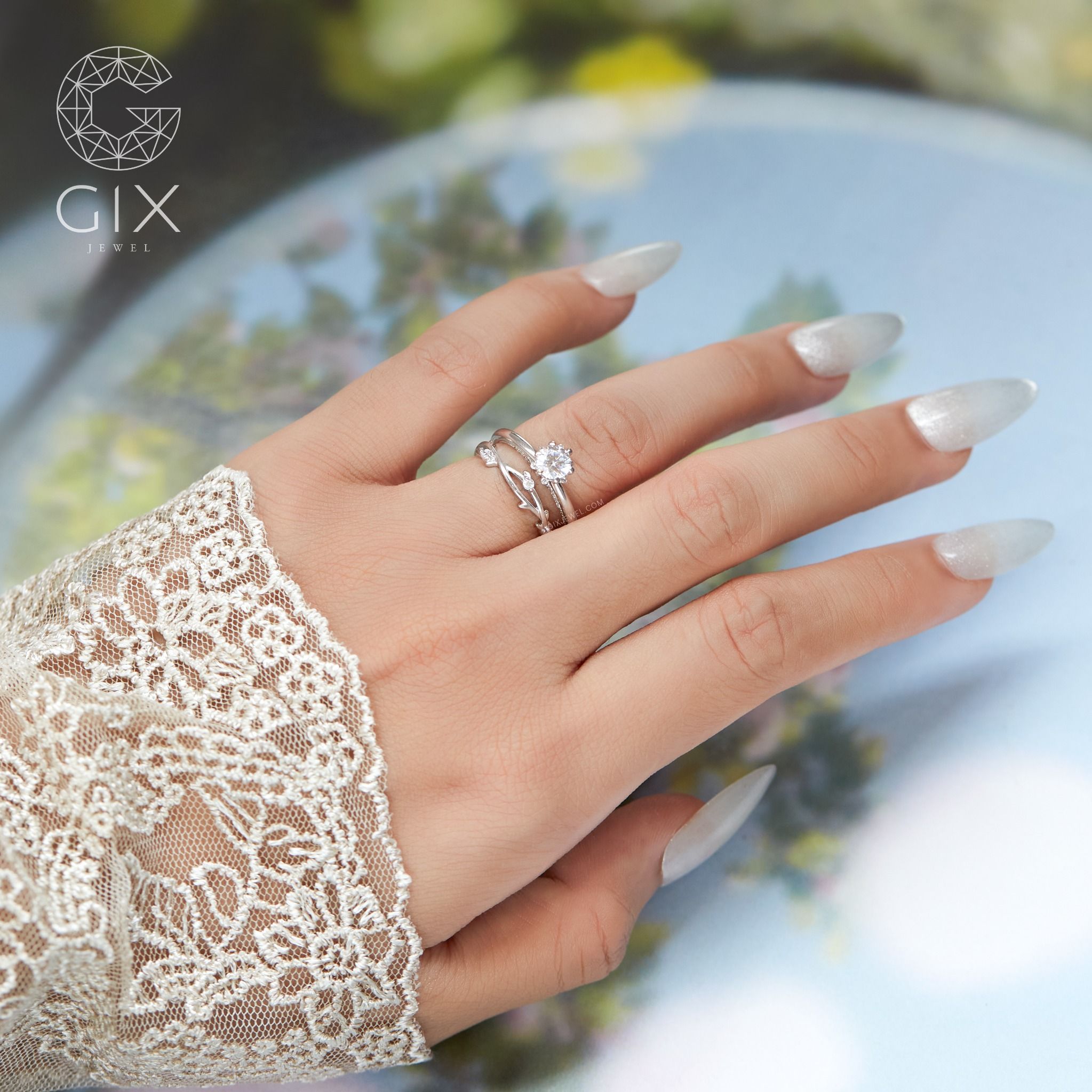 Nhẫn Cầu Hôn Đẹp Giá Rẻ Vàng Tây 18K Kim Cương Nhân Tạo Moissanite Gix
