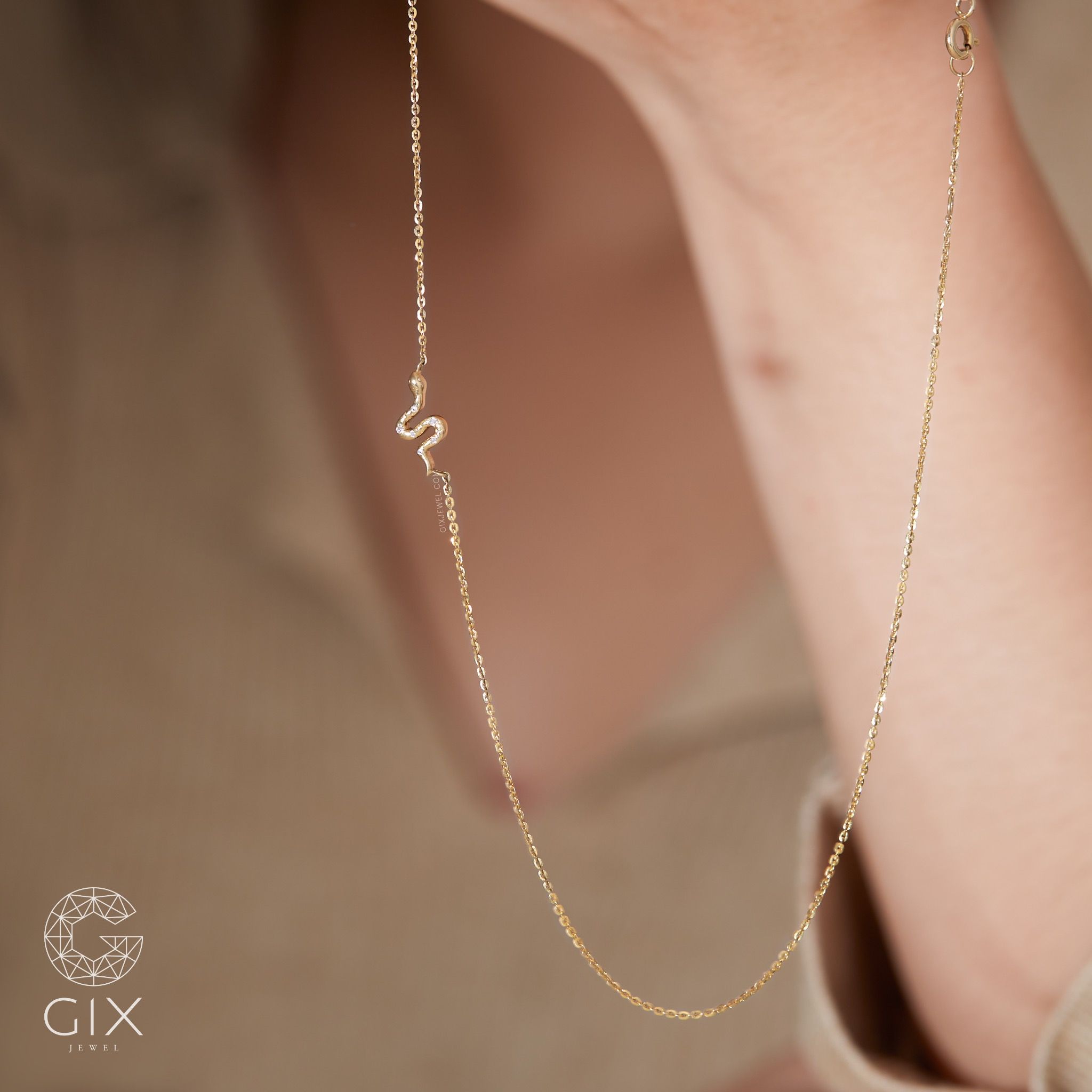 Vòng cổ nữ bạc vàng tây đẹp hình rắn đính đá đeo choker cao cấp Gixjewel