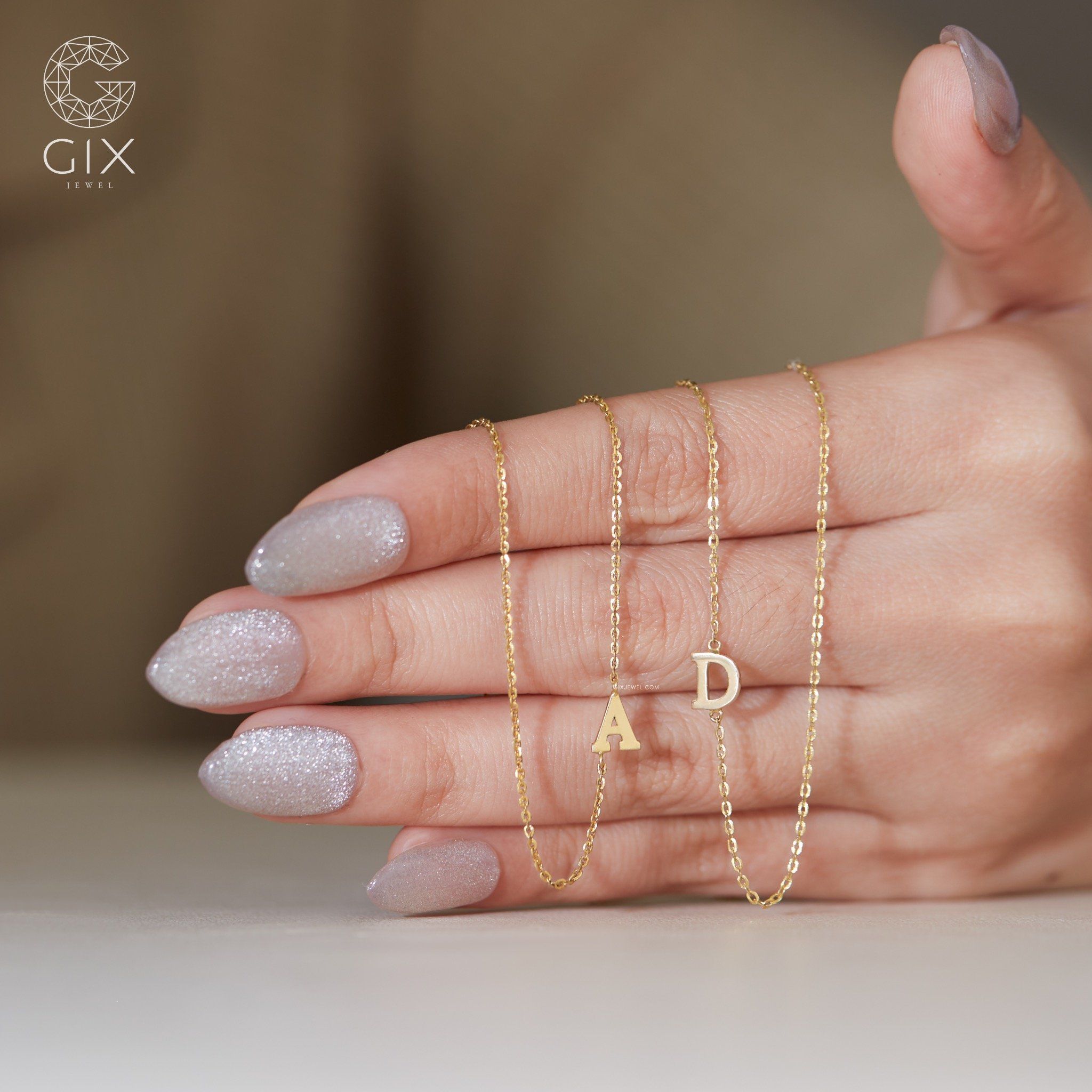 Dây chuyền chữ cái theo tên vàng 18k bạc thật sợi mảnh đẹp cho nam nữ Gix