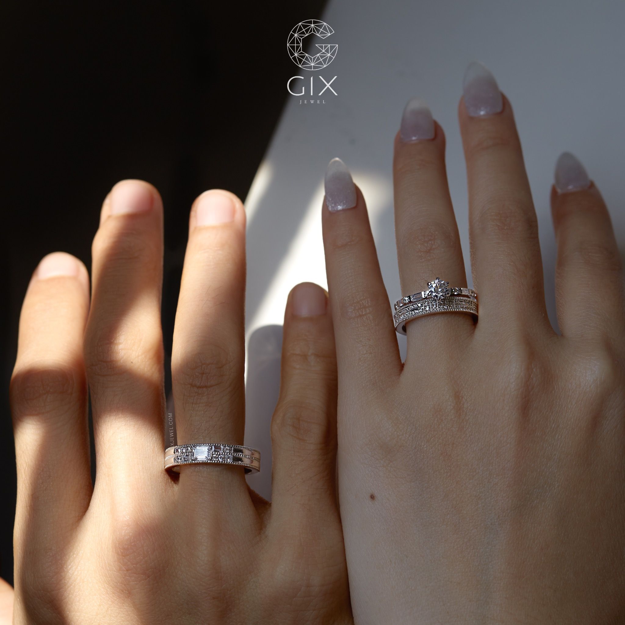 Nhẫn Cưới Vàng 14K Đính Kim Cương Cao Cấp Gix Jewel - GCR25050123