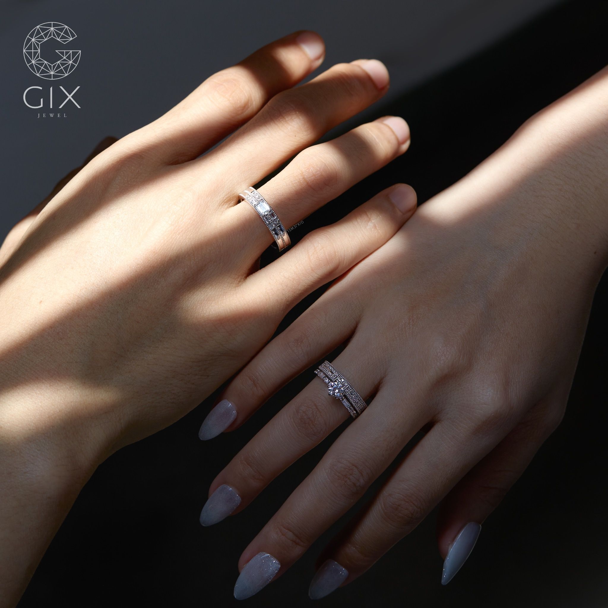 Nhẫn Cưới Vàng 14K Đính Kim Cương Cao Cấp Gix Jewel - GCR25050123