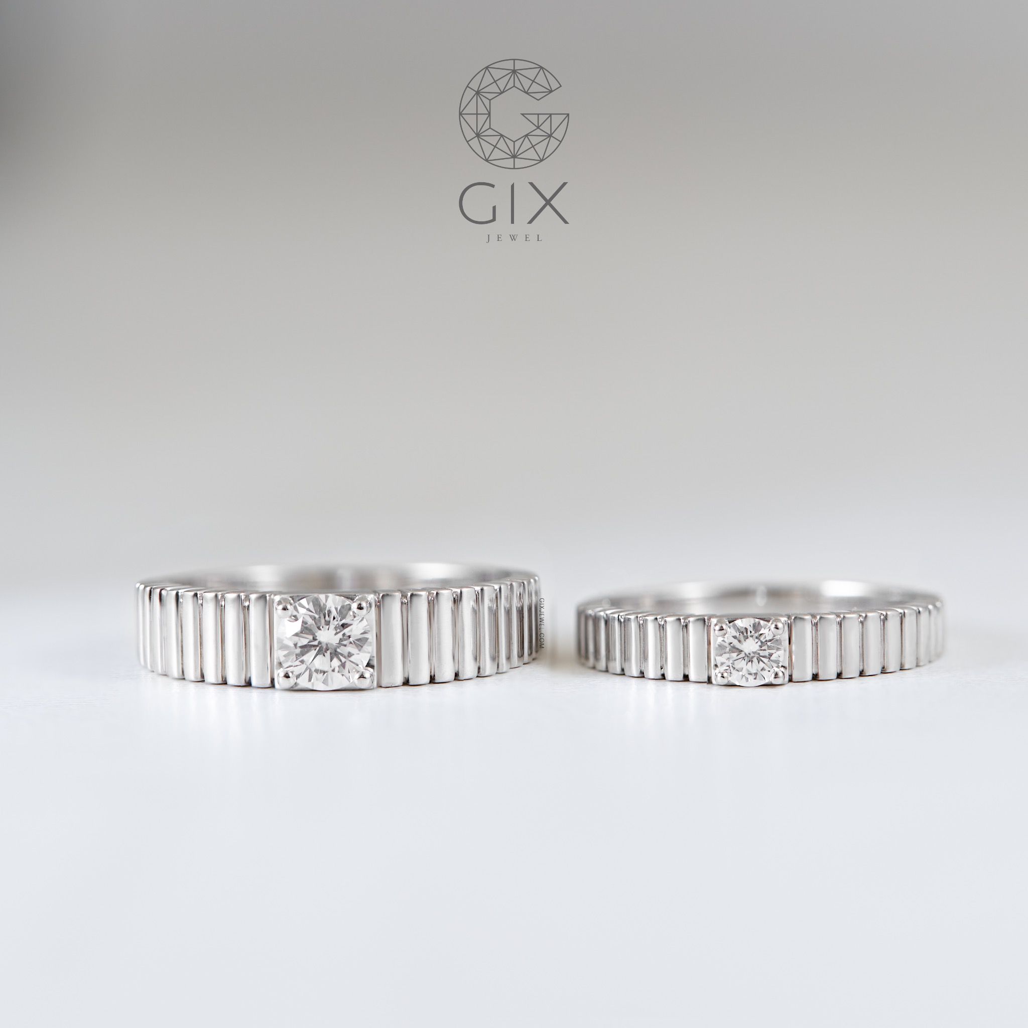 Nhẫn Cưới Đẹp Vàng 18k Đính Kim Cương Moissanite Gix Jewel -GCR25050108