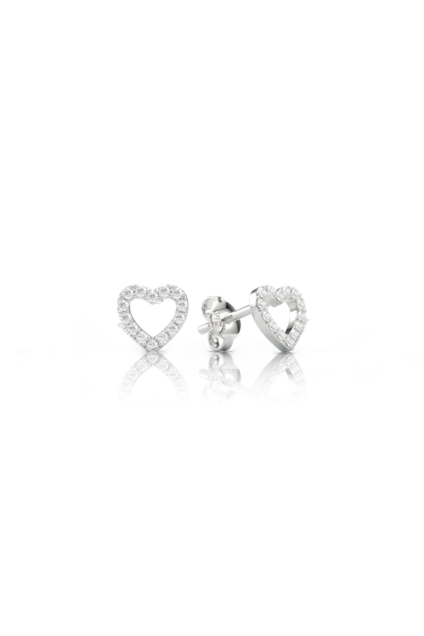 Bông tai vàng 610 bạc nữ đẹp đính kim cương hình trái tim sang trọng Gix Jewel