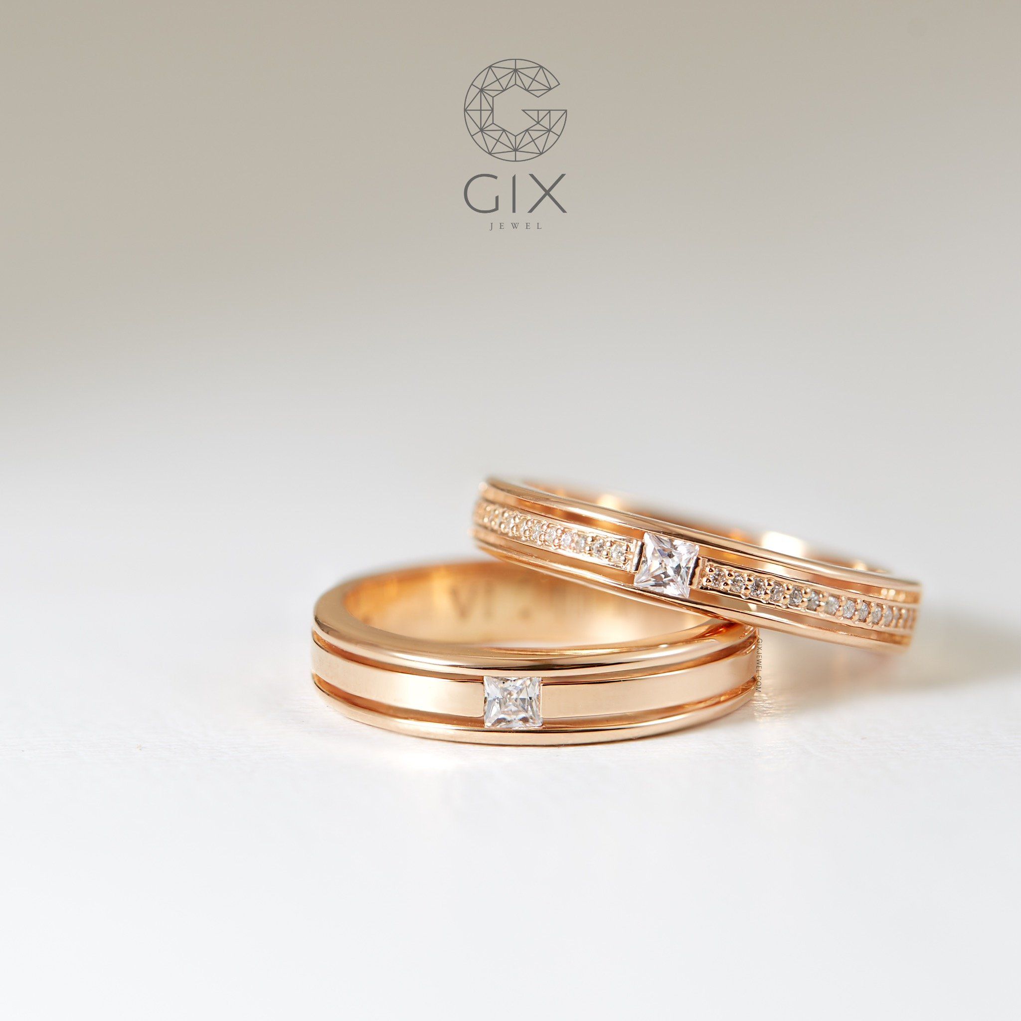 Nhẫn Cưới Đẹp Vàng 18K Gix Jewel Đính Kim Cương Cao Cấp - GCR25050029