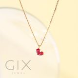  Dây chuyền bạc mạ vàng tim ghép 2 viên đá Cz đỏ Gix Jewel DC06 