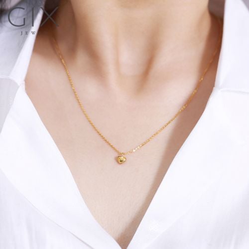 Dây chuyền vàng trái tim sợi chữ cong kiểu mới vàng 18k bạc thật đẹp nhất GixJewelry