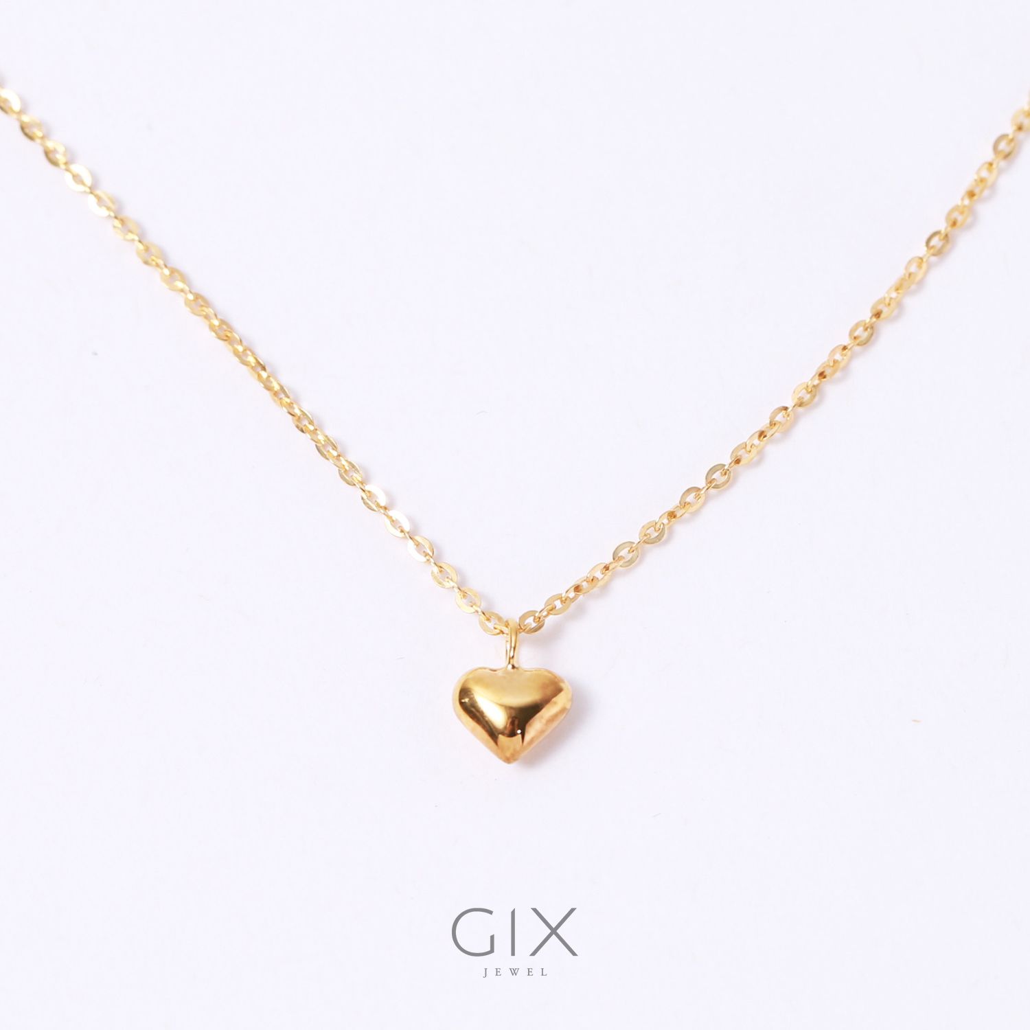 Dây chuyền vàng trái tim sợi chữ cong kiểu mới vàng 18k bạc thật đẹp nhất GixJewelry