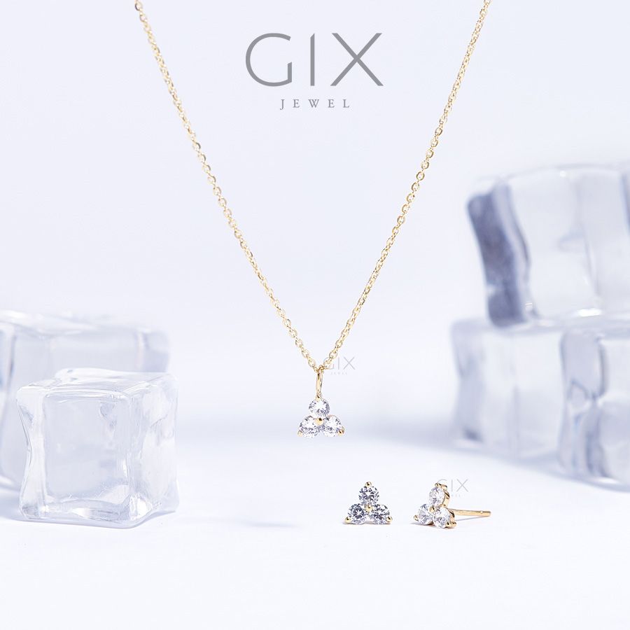  Dây chuyền bạc mạ vàng đính 3 viên đá Cz Gix Jewel DC21 