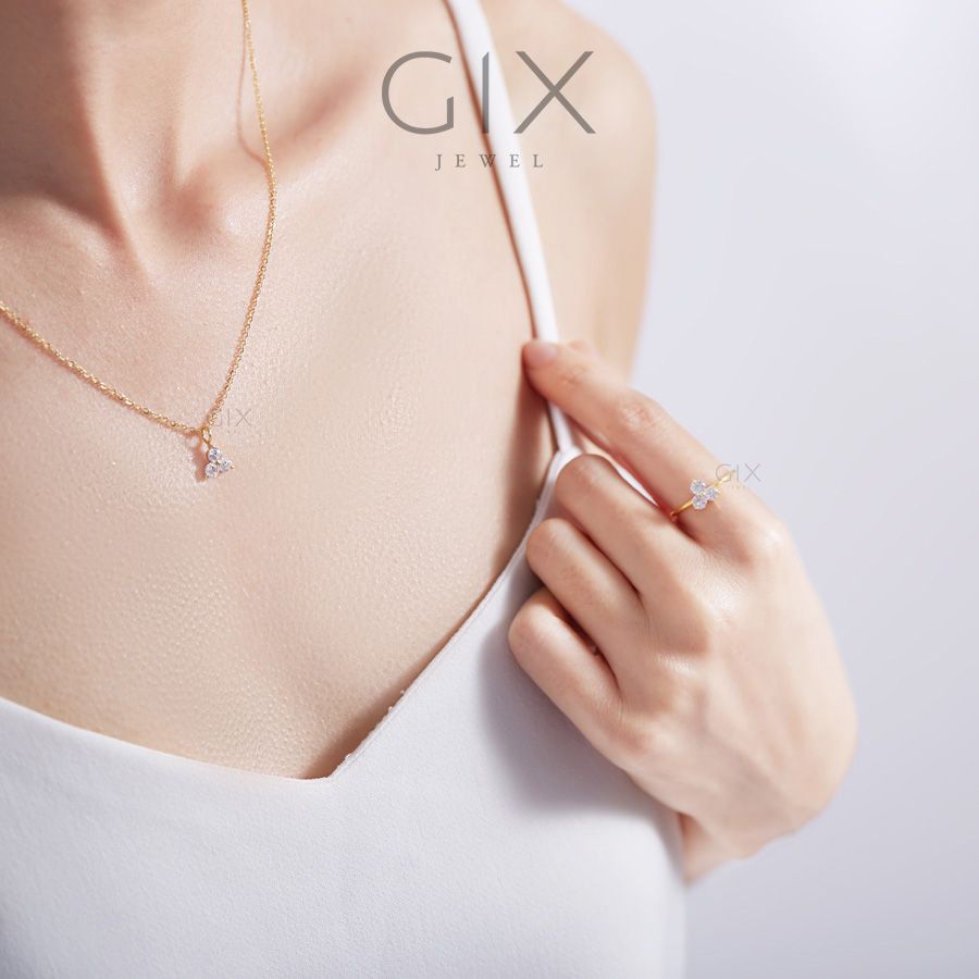  Dây chuyền bạc mạ vàng đính 3 viên đá Cz Gix Jewel DC21 