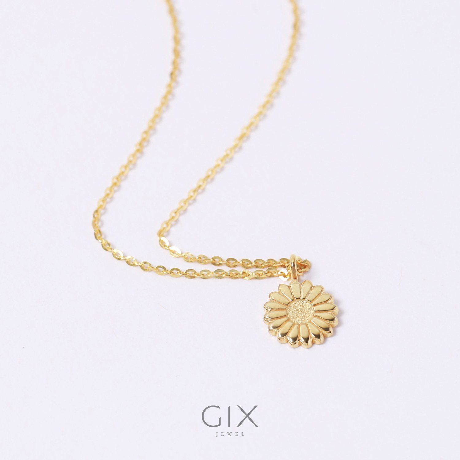 Dây chuyền vàng mỏng hot trend vàng 610 sát cổ nữ hình cúc hoạ mi Gix Jewelry